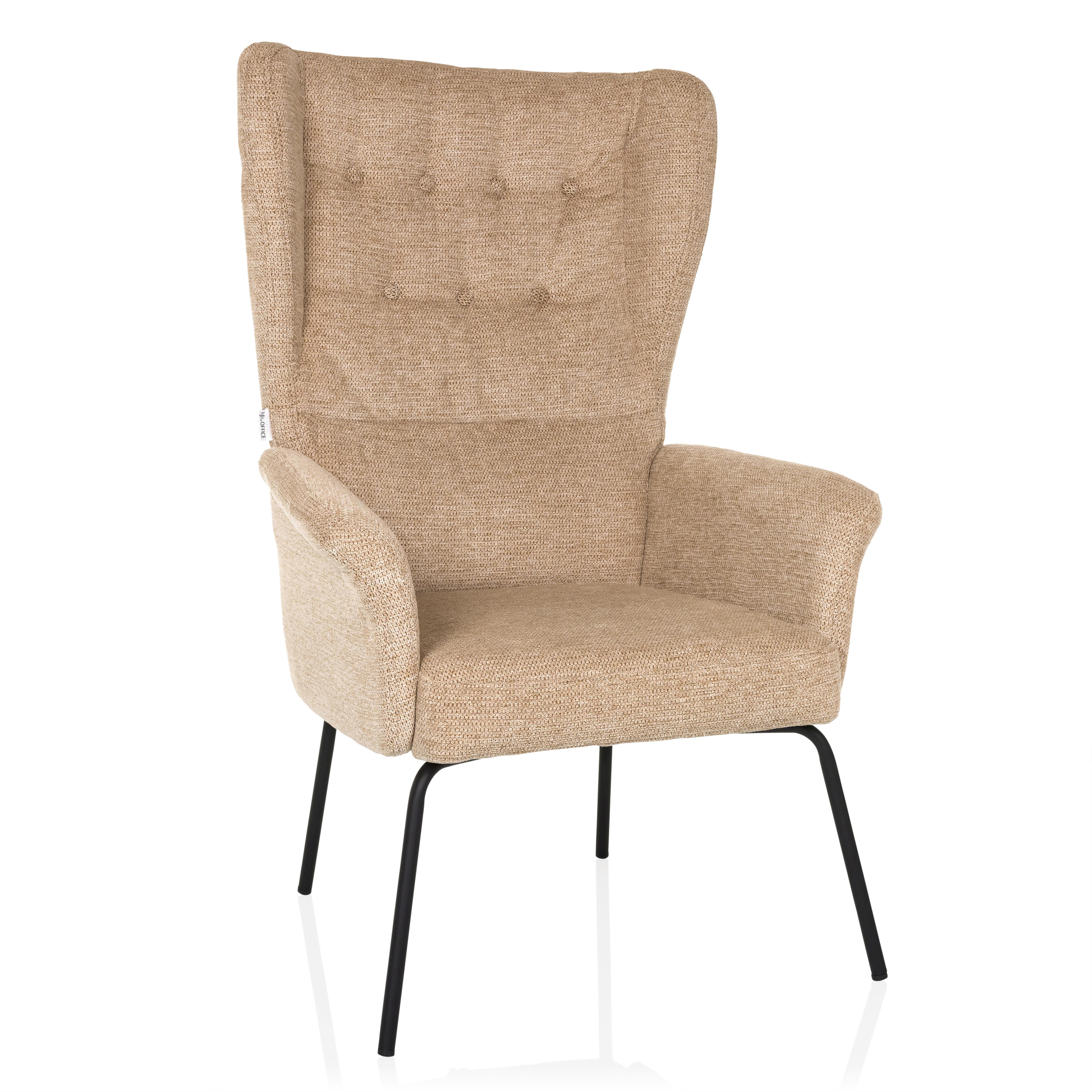 Fotelj Havenio, Bež - črna/bež, Moderno, kovina/tekstil (71/110/71cm) - MID.YOU