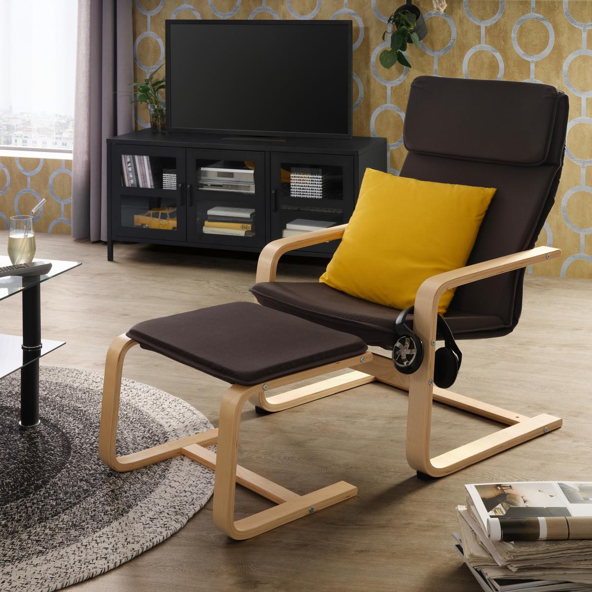 Schwingstuhl aus Birke massiv - Naturfarben/Grau, Modern, Holz/Textil (67/98/78cm) - Based