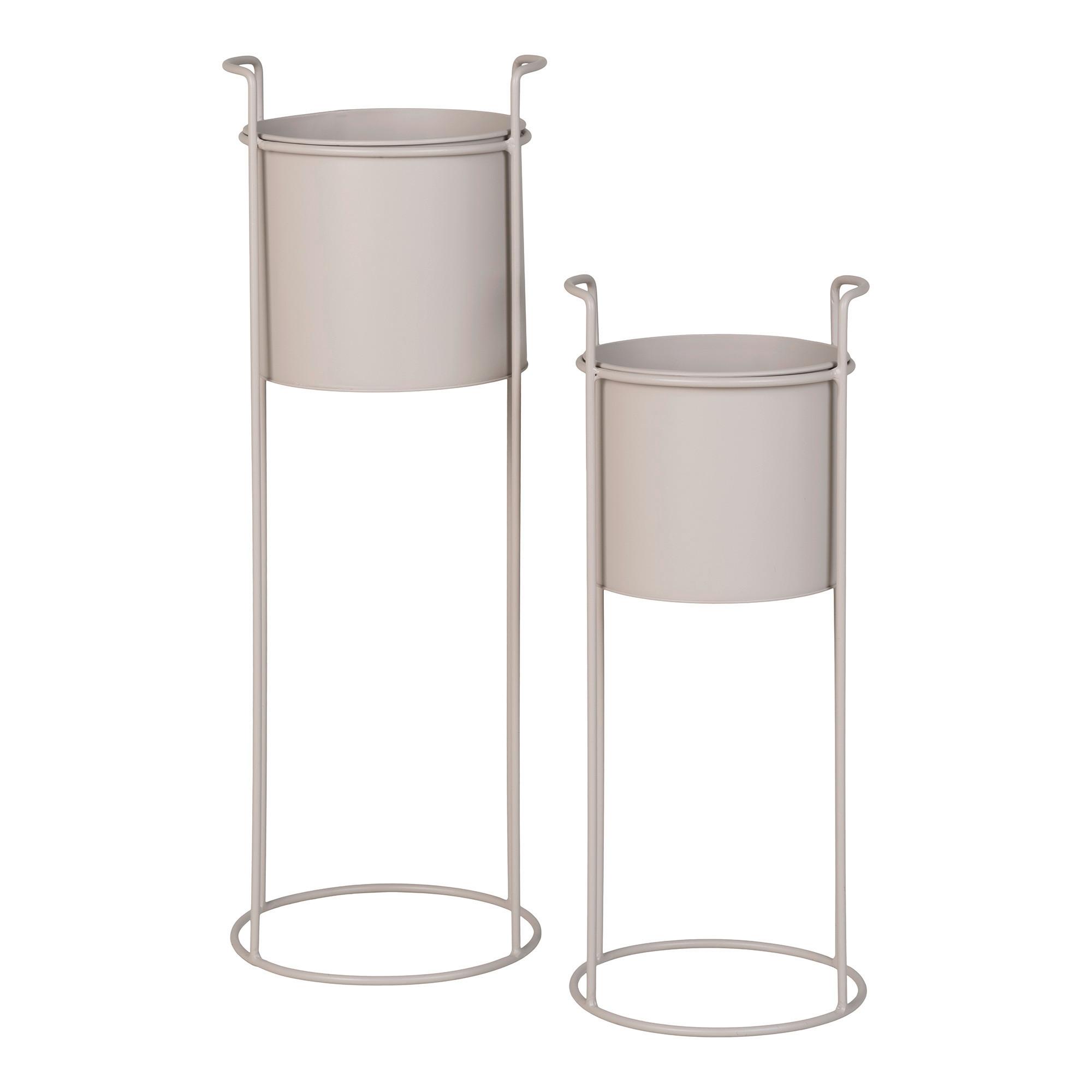 Übertopf-Set Rabo Flowerpot Beige 2-teilig - Beige, Design, Metall