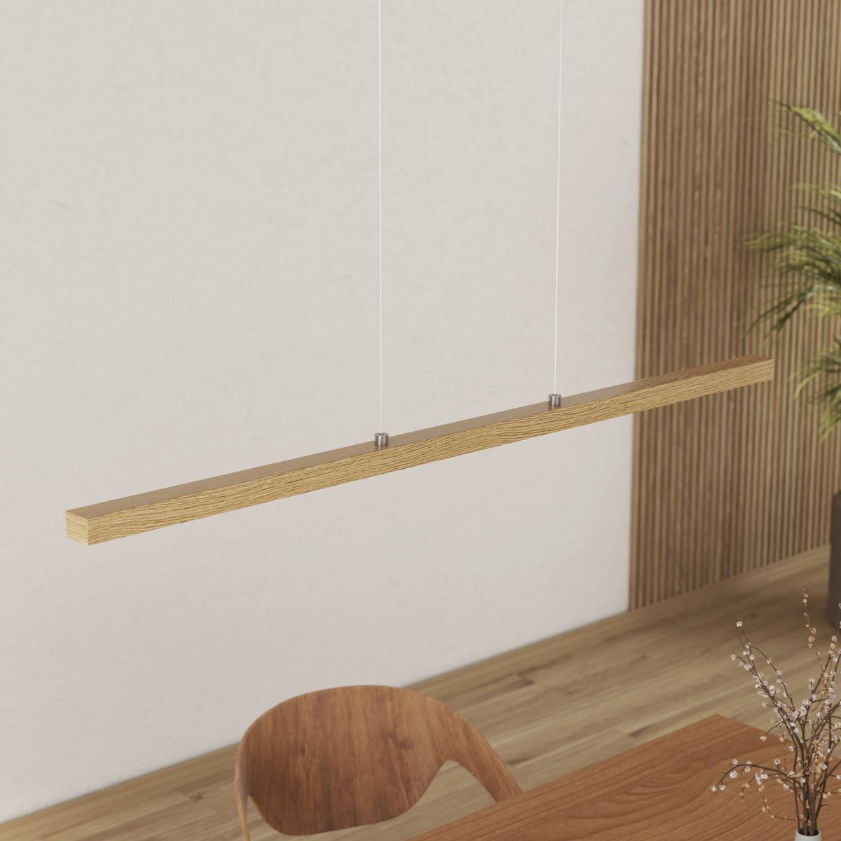 LAMPA WISZĄCA LED EMMA *SBN* - kolor dębowy, Lifestyle, tworzywo sztuczne/drewno (114cm) - Novel