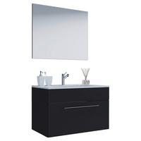 Kombiniran Umivalnik Badinos, Črna - srebrne barve/črna, Moderno, kovina/leseni material (60cm) - MID.YOU