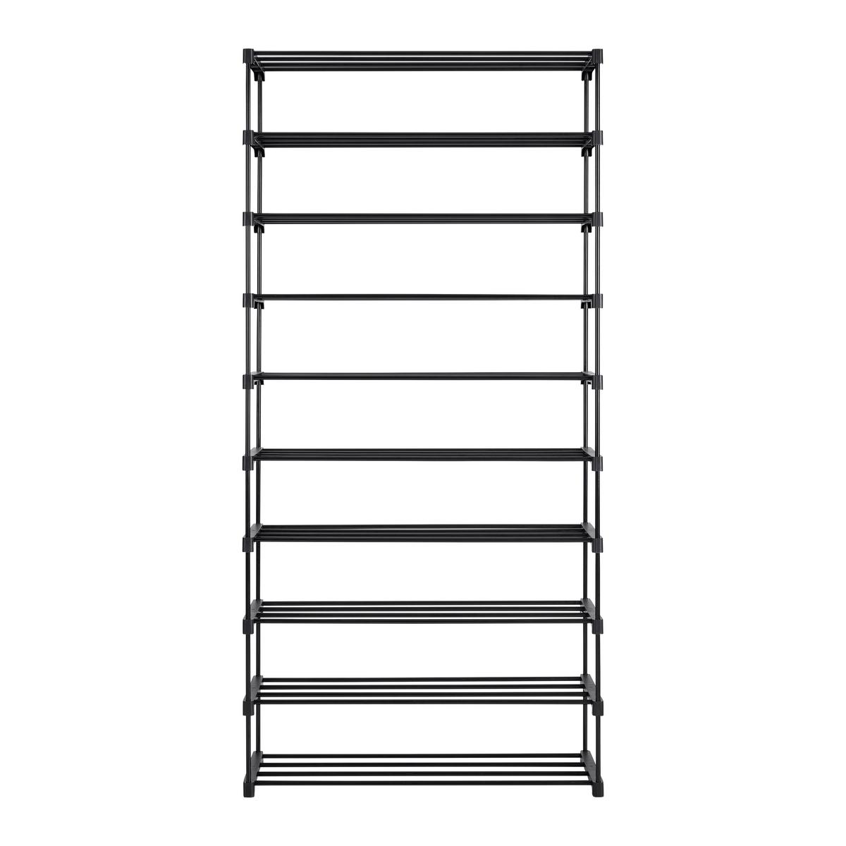 Schuhregal Grando Schwarz - Schwarz, Konventionell, Kunststoff/Metall (94/194/30cm) - Based