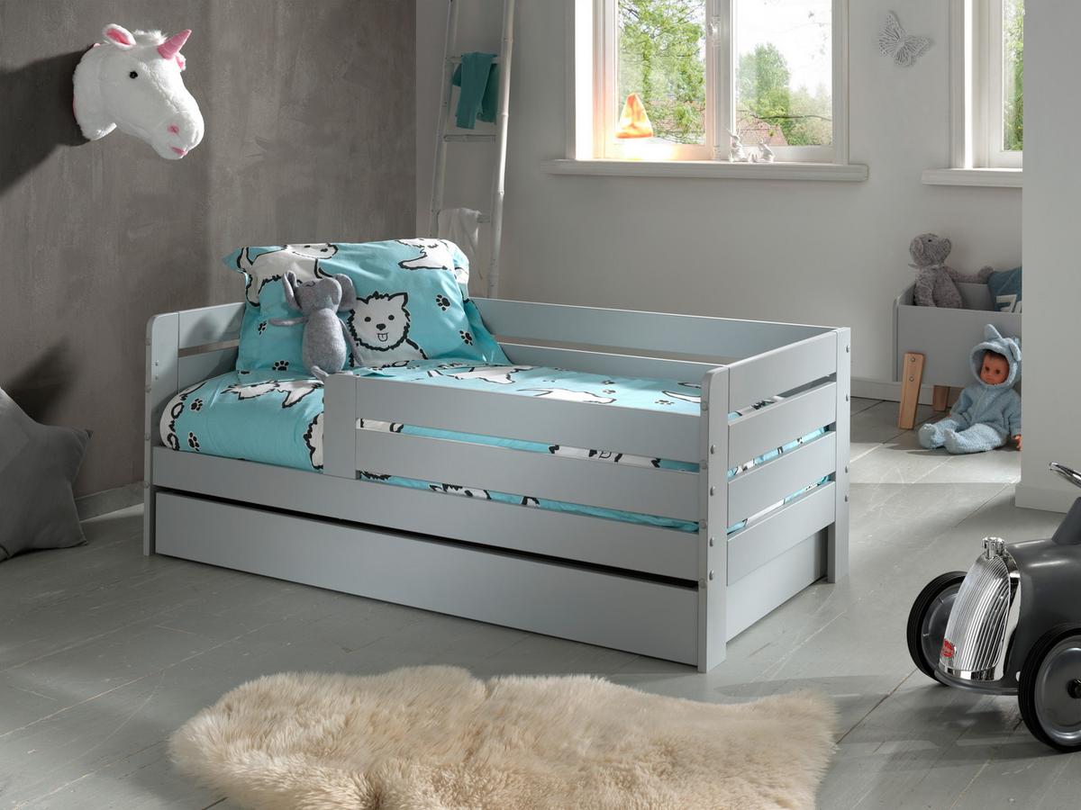 Kinder-/Juniorbett mit Bettlade ca. 70x140 cm Grau - Kieferfarben/Grau, MODERN, Holz/Holzwerkstoff (70/140cm) - MID.YOU
