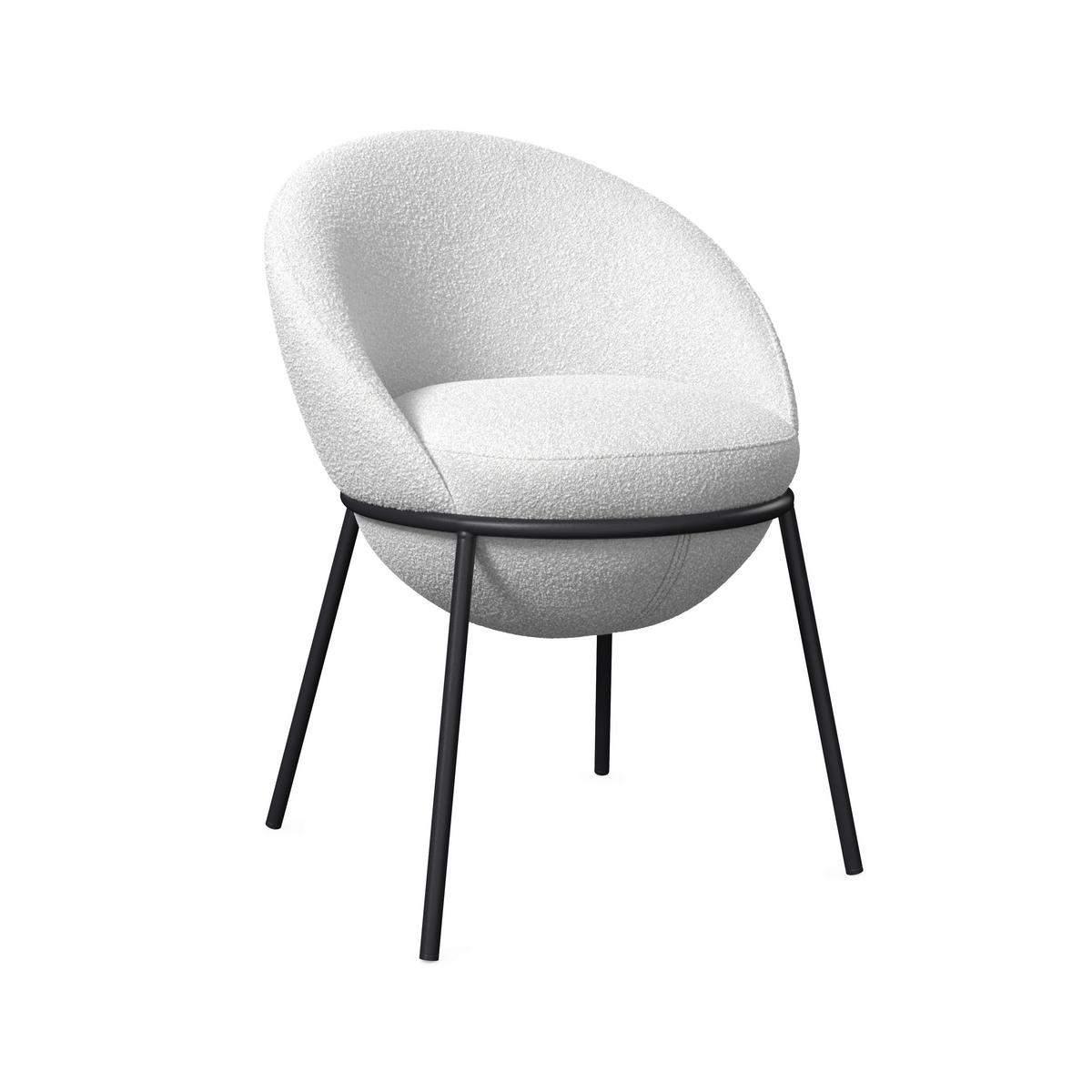 Armlehnstuhl Zoa Creme Struktur Gepolstert - Creme/Schwarz, MODERN, Holz/Textil (57/85/61cm) - Bessagi Home