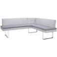 Eckbank in Grau - Chromfarben/Grau, MODERN, Textil/Metall (208/170cm) - PREMIUM LIVING