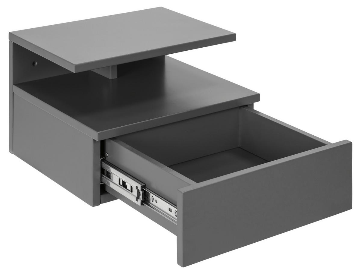 SZAFKA NOCNA ASHLAN - szary, Design, materiał drewnopochodny (35/22,5/32cm)