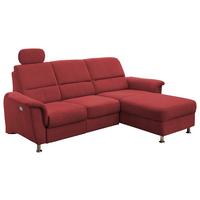 Ecksofa Parole Relaxfunktion + USB Anschluss Parole, Mikrof. - Chromfarben/Rot, MODERN, Textil/Metall (231/165cm) - Livetastic