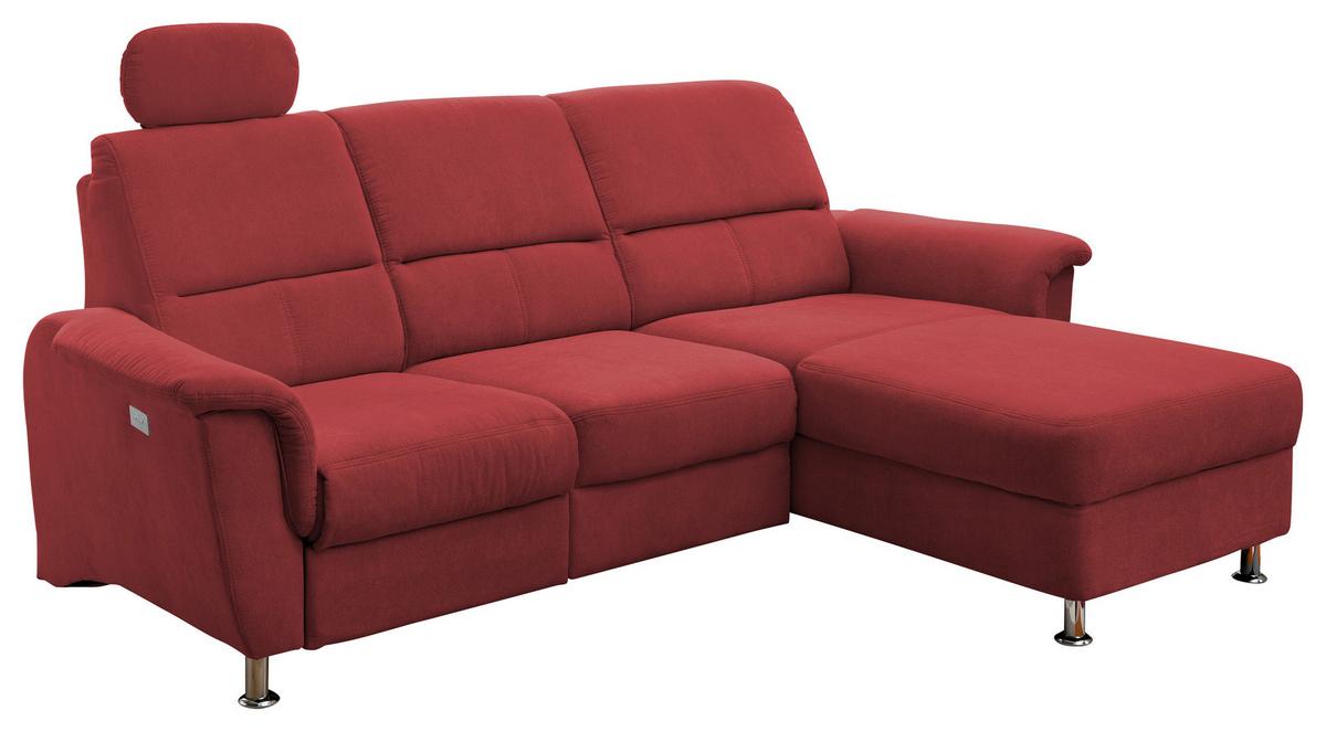 Ecksofa Parole Relaxfunktion + USB Anschluss Parole, Mikrof. - Chromfarben/Rot, MODERN, Textil/Metall (231/165cm) - Livetastic