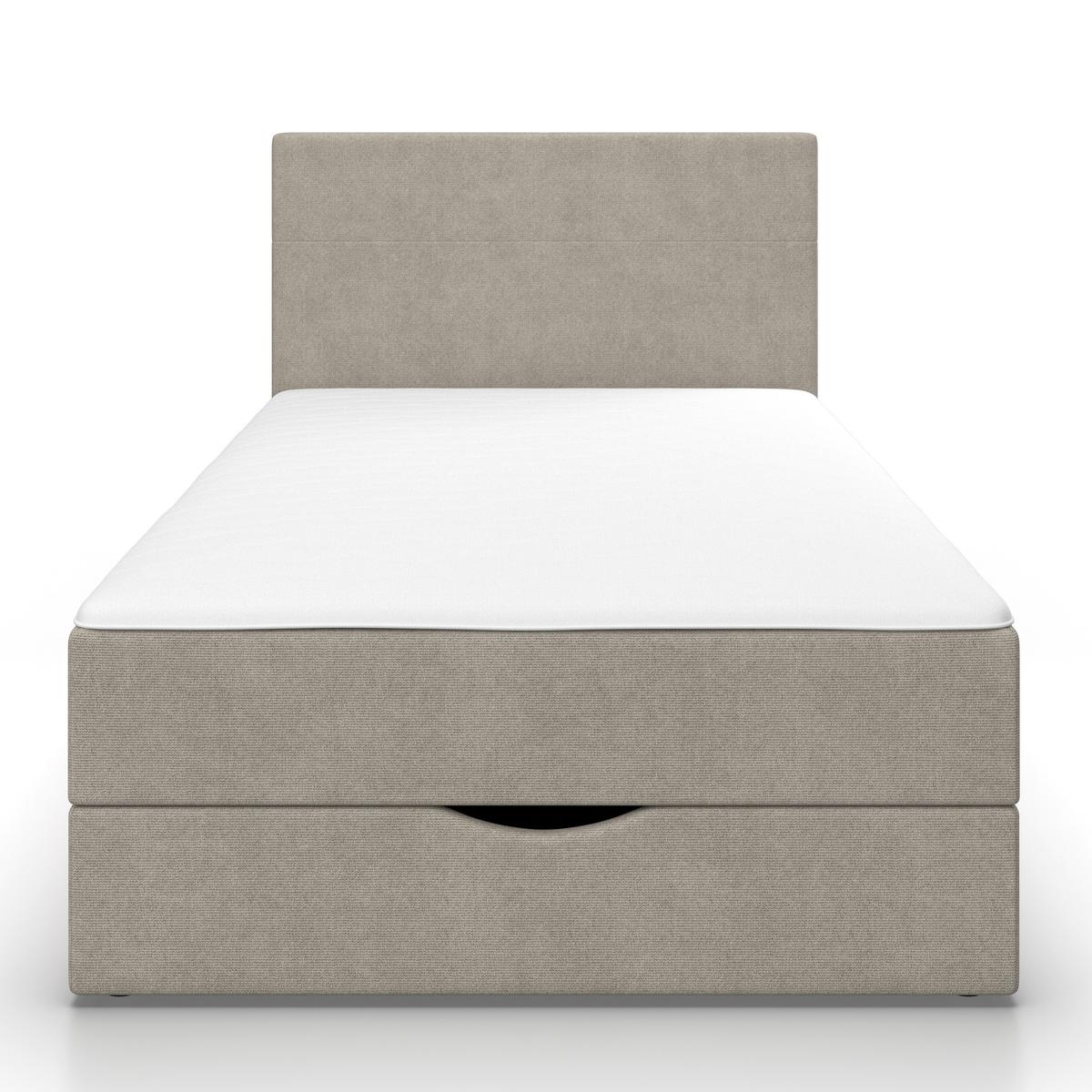 Boxbett Ace ca. 120x200 cm Beige intgr. Topper - Beige/Schwarz, MODERN, Holz/Kunststoff (120/200cm) - Bessagi Home