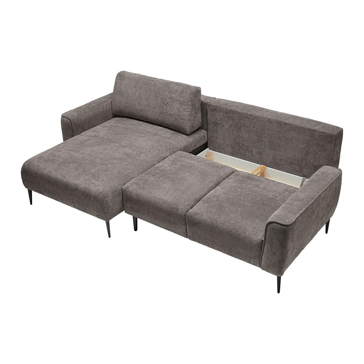 Ecksofa Custom Dunkelgrau - Dunkelgrau/Schwarz, MODERN, Textil/Metall (164/85/255cm) - Mömax