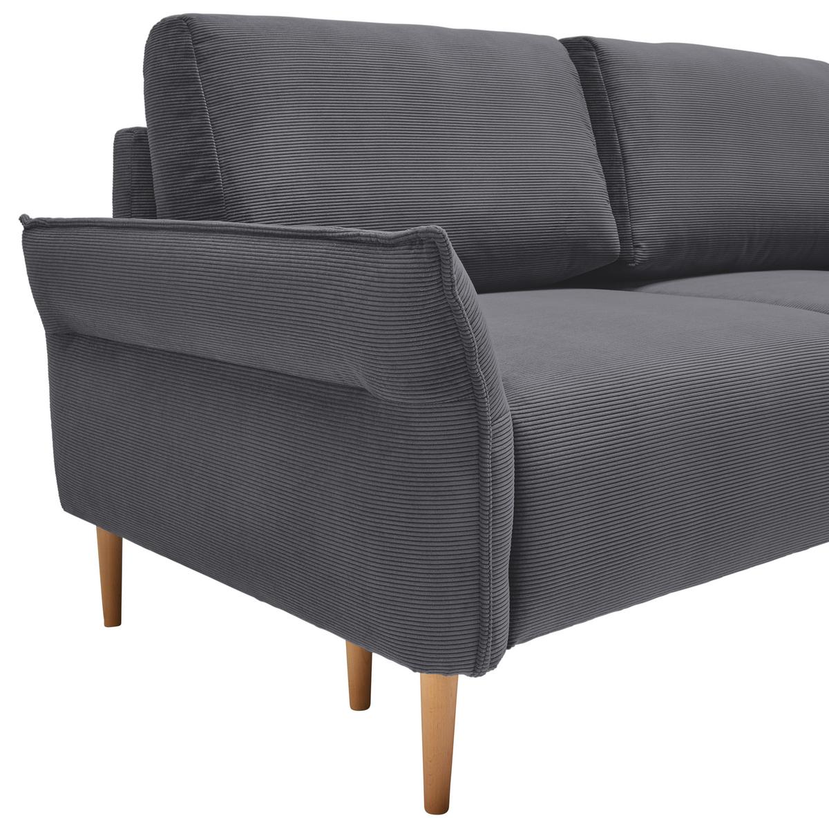 Trosjed Custom - tamno siva/prirodne boje, Moderno, tekstil/drvo (183/85/92cm) - Mömax