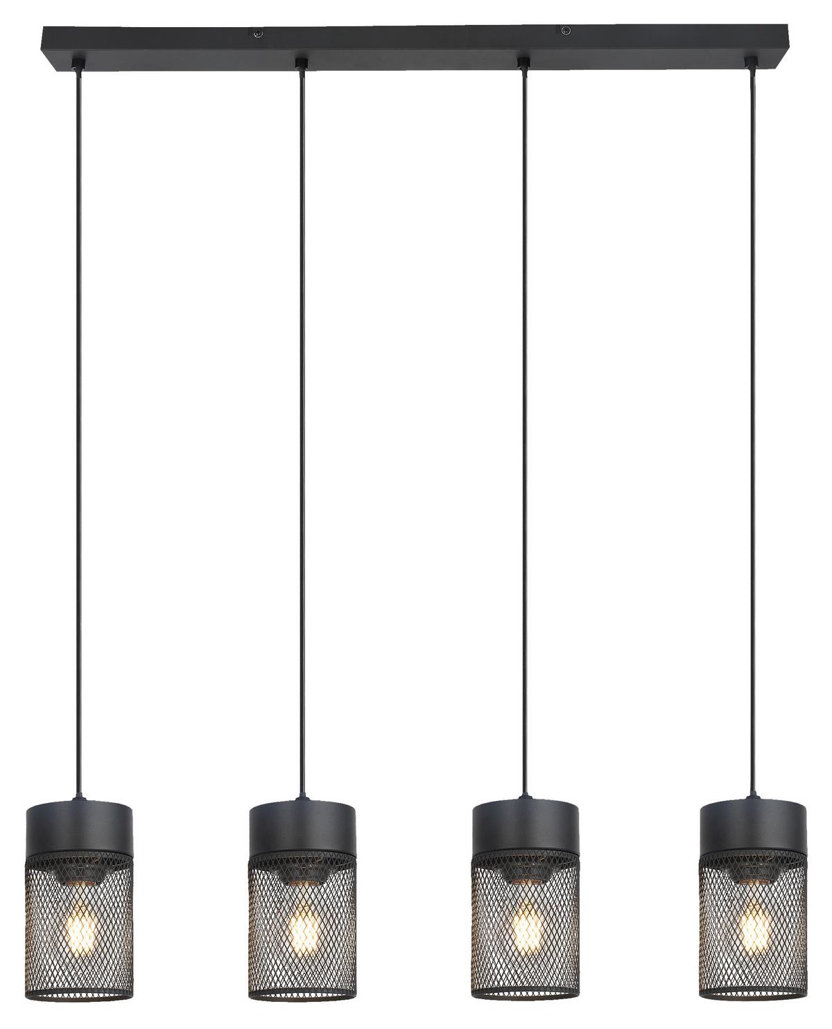 Hängeleuchte Alessia 2 in Schwarz max. 40 Watt - Schwarz, Metall (75,5/9,5/120cm) - Modern Living