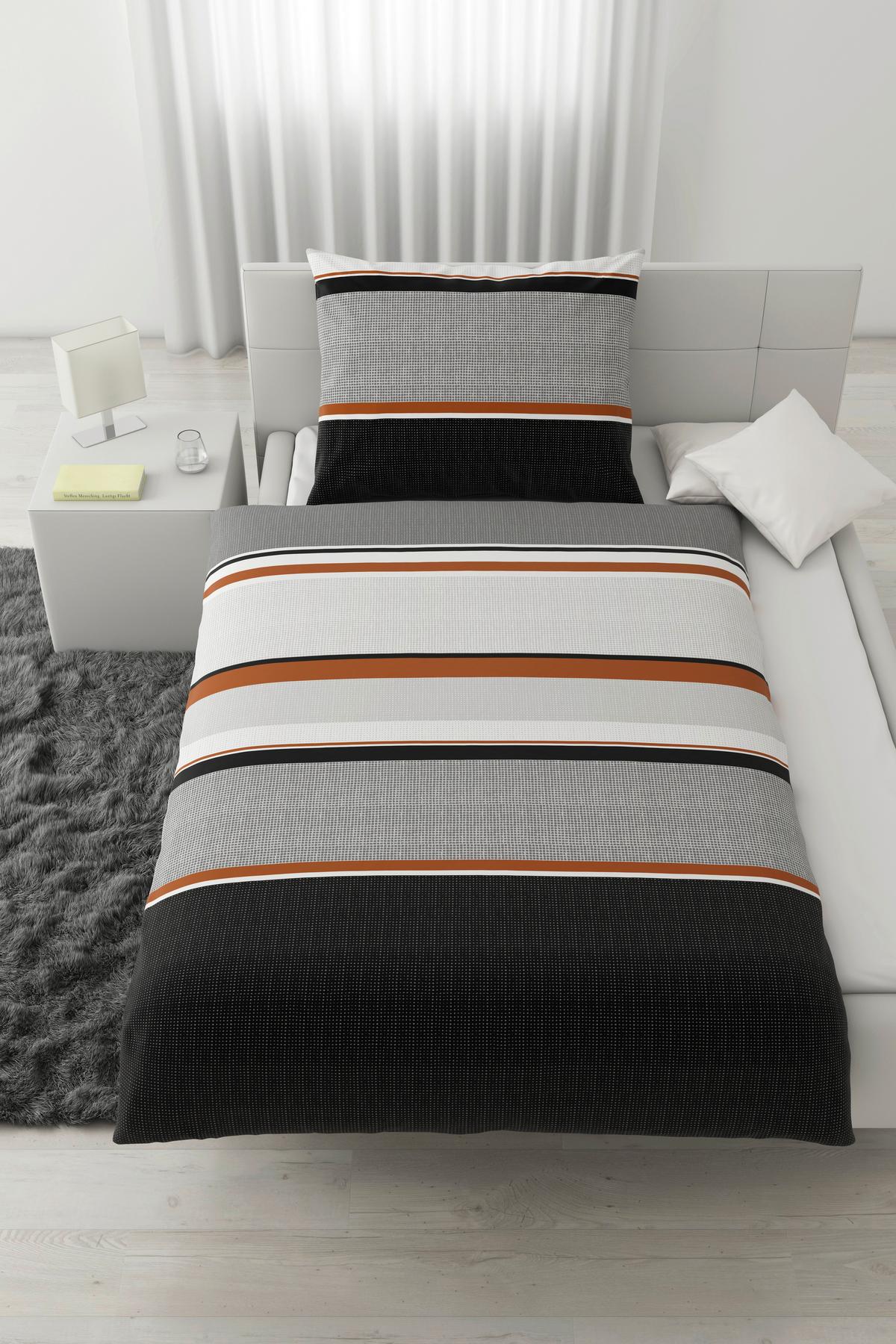 BETTWÄSCHESET DAVID - Beige/Schwarz, Natur, Textil (160/210cm) - Modern Living