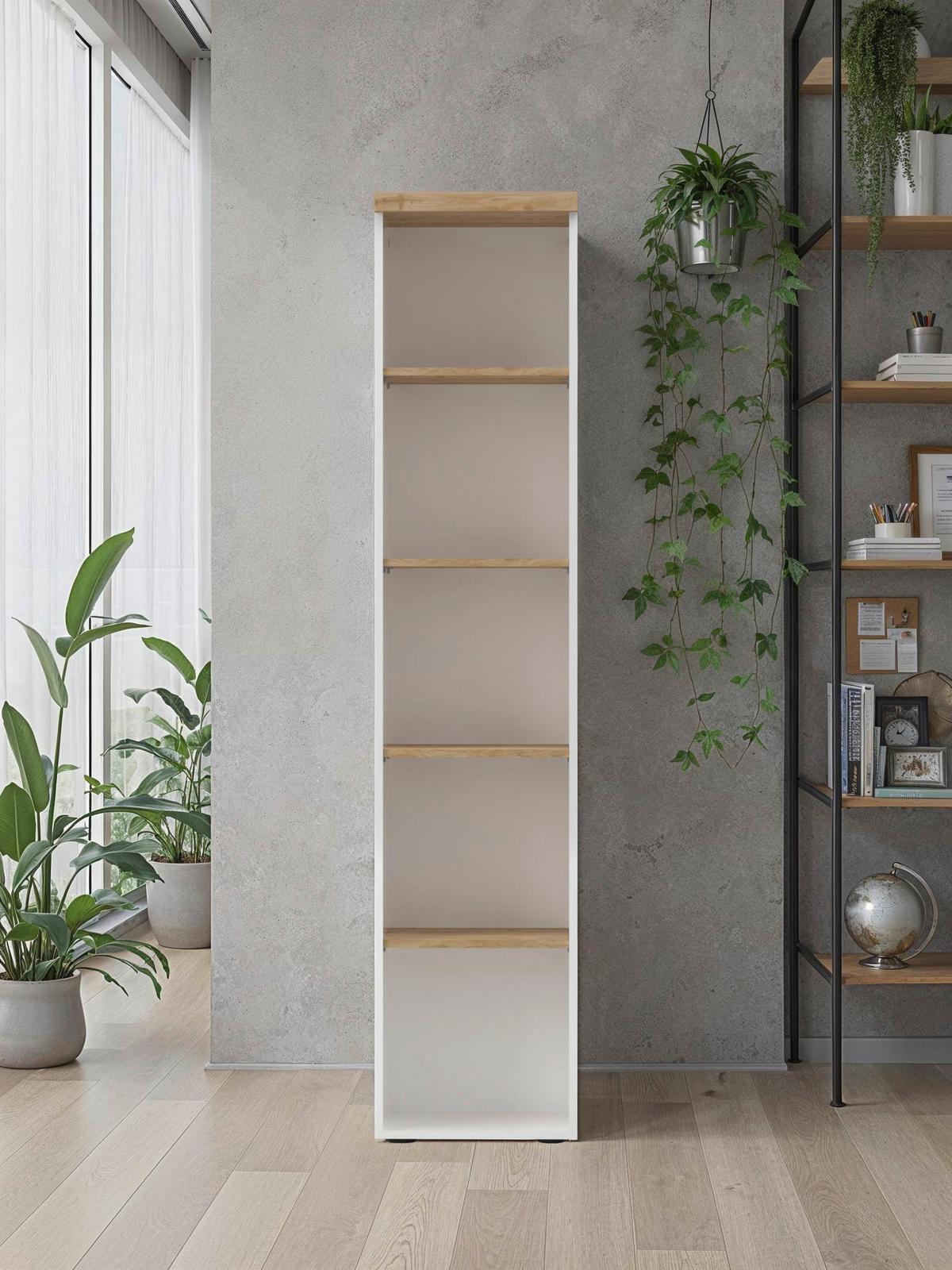 Regal Easy Office Eichefarben /Weiß Hochglanz - Eichefarben/Weiß Hochglanz, MODERN, Holzwerkstoff/Kunststoff (41/193/34cm) - Based