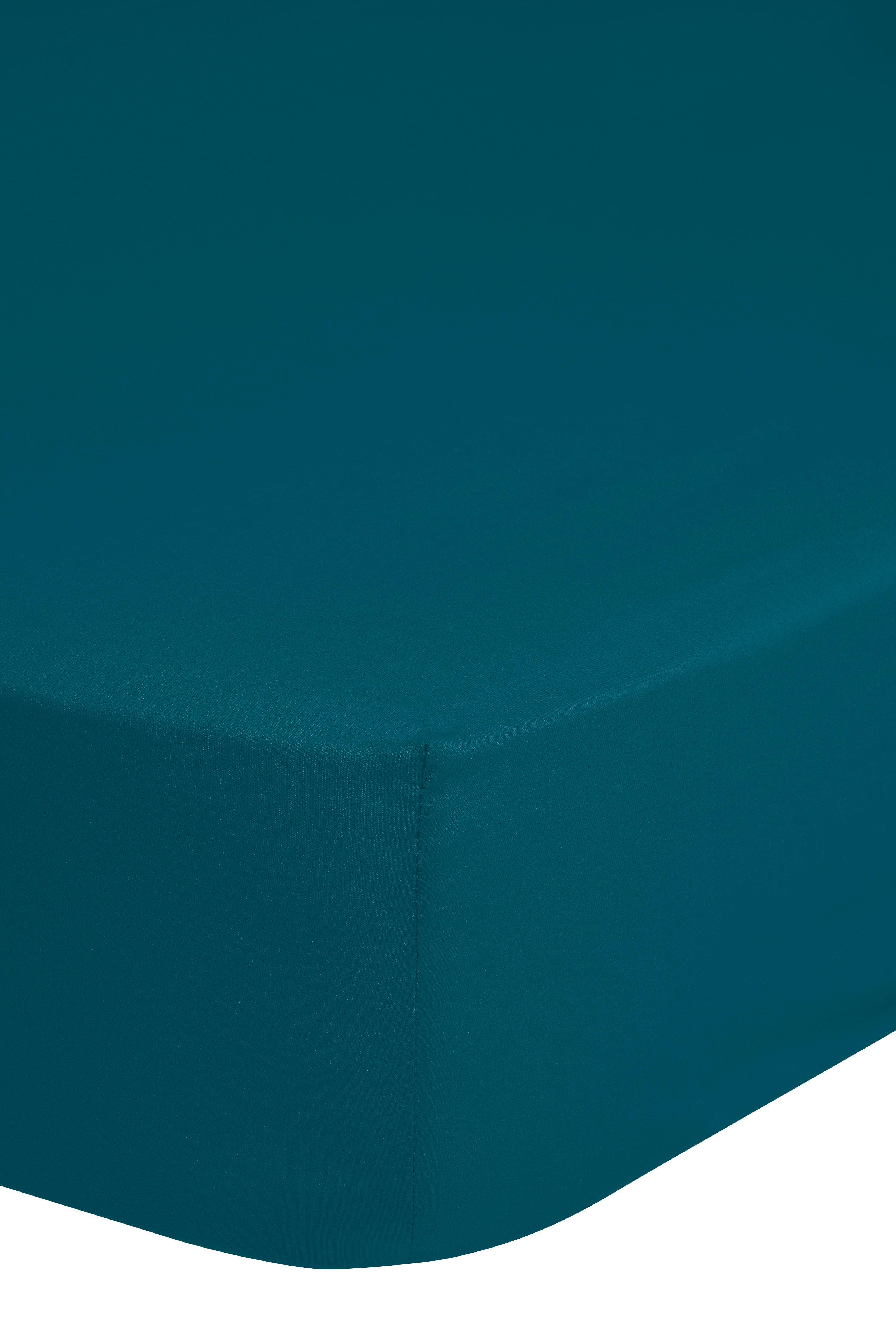 Spannleintuch Satin ca. 90x220cm - Petrol, Basics, Textil (90/220cm) - MID.YOU