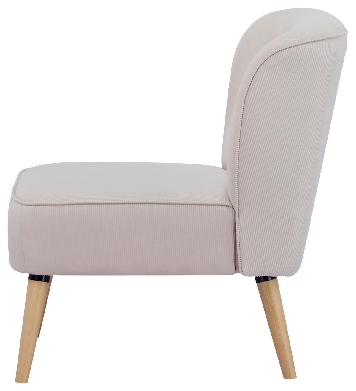 FOTEL CORDY - beżowy/kolor naturalny, Design, tkanina/drewno (75/82/80cm) - Livetastic
