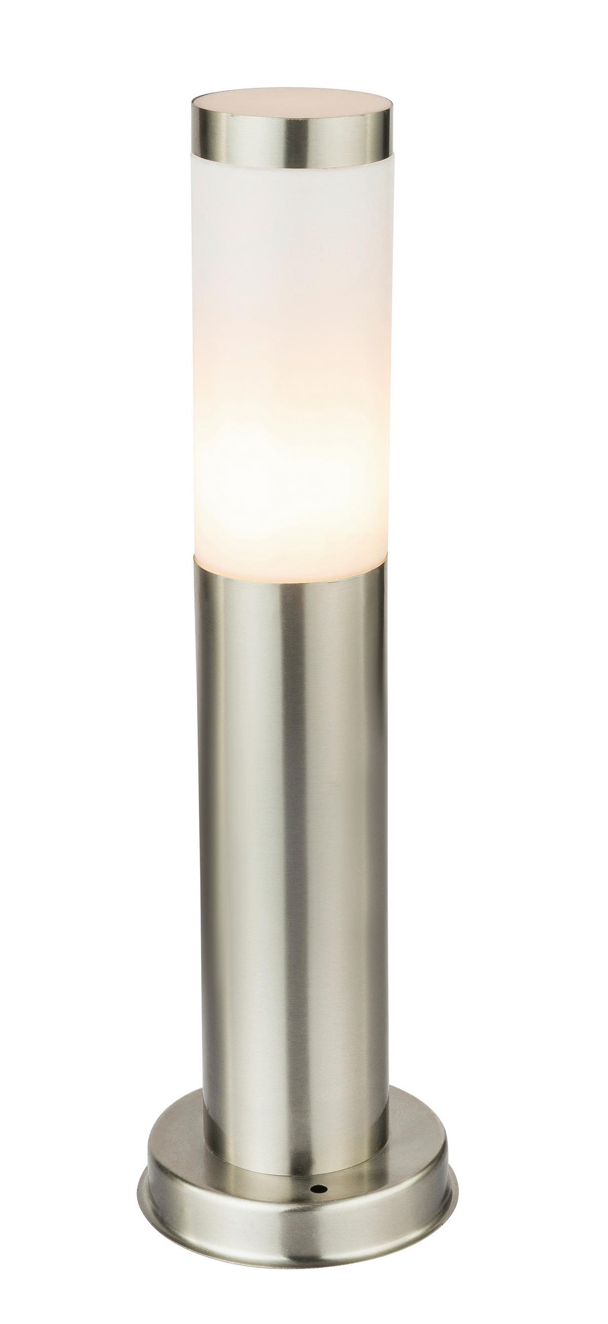 WEGELEUCHTE BOSTON D: 13,1 CM EDELSTAHL - Edelstahlfarben/Opal, Basics, Kunststoff/Metall (13,1/45cm) - Globo