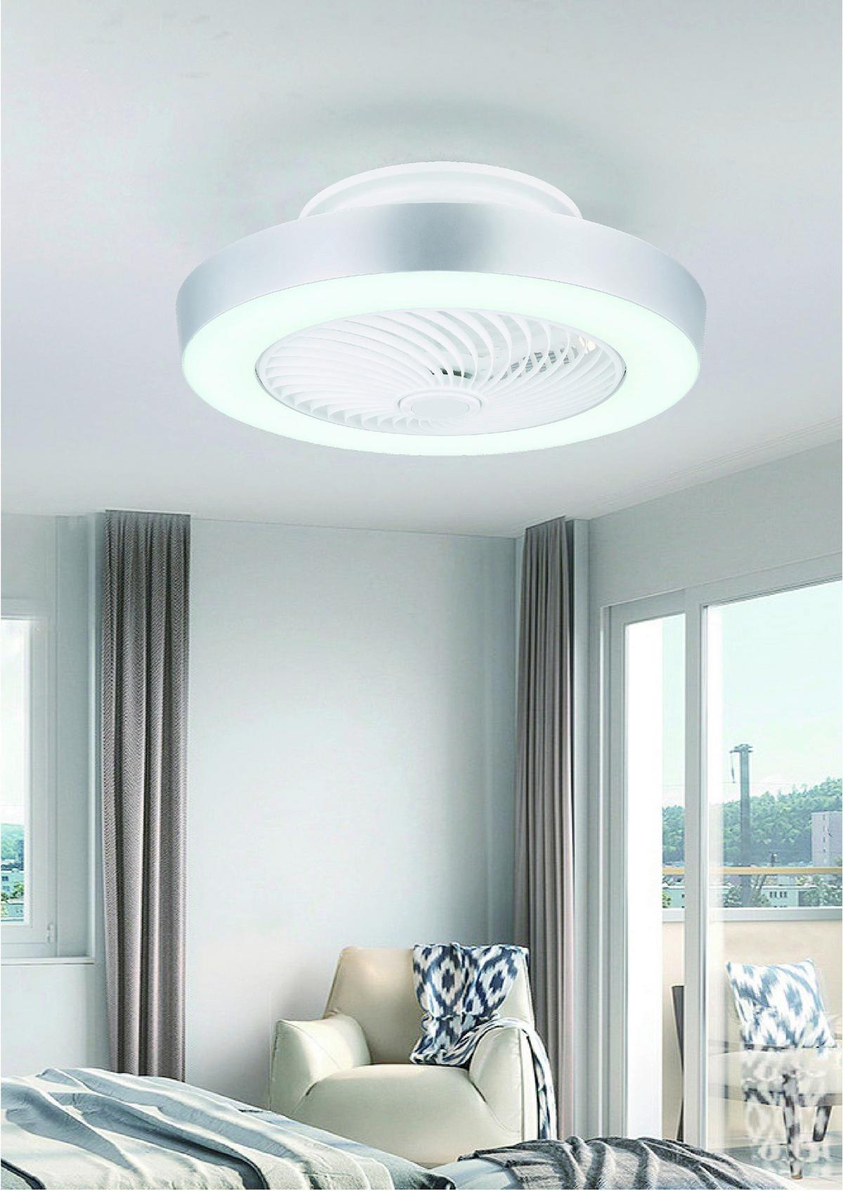 Deckenventilator Vivea Opal/Silberfarben - Silberfarben/Opal, Basics, Kunststoff/Metall (132/40,6cm)