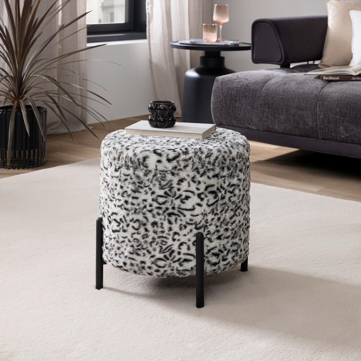 Stauraumhocker Leo Schwarz/Weiß - Schwarz/Weiß, LIFESTYLE, Holzwerkstoff/Textil (38/43/38cm) - Mömax