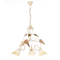 Kronleuchter Vanda Weiß/Beige max. 6 Watt - Beige/Weiß, Natur, Glas/Metall (40/40/110cm)