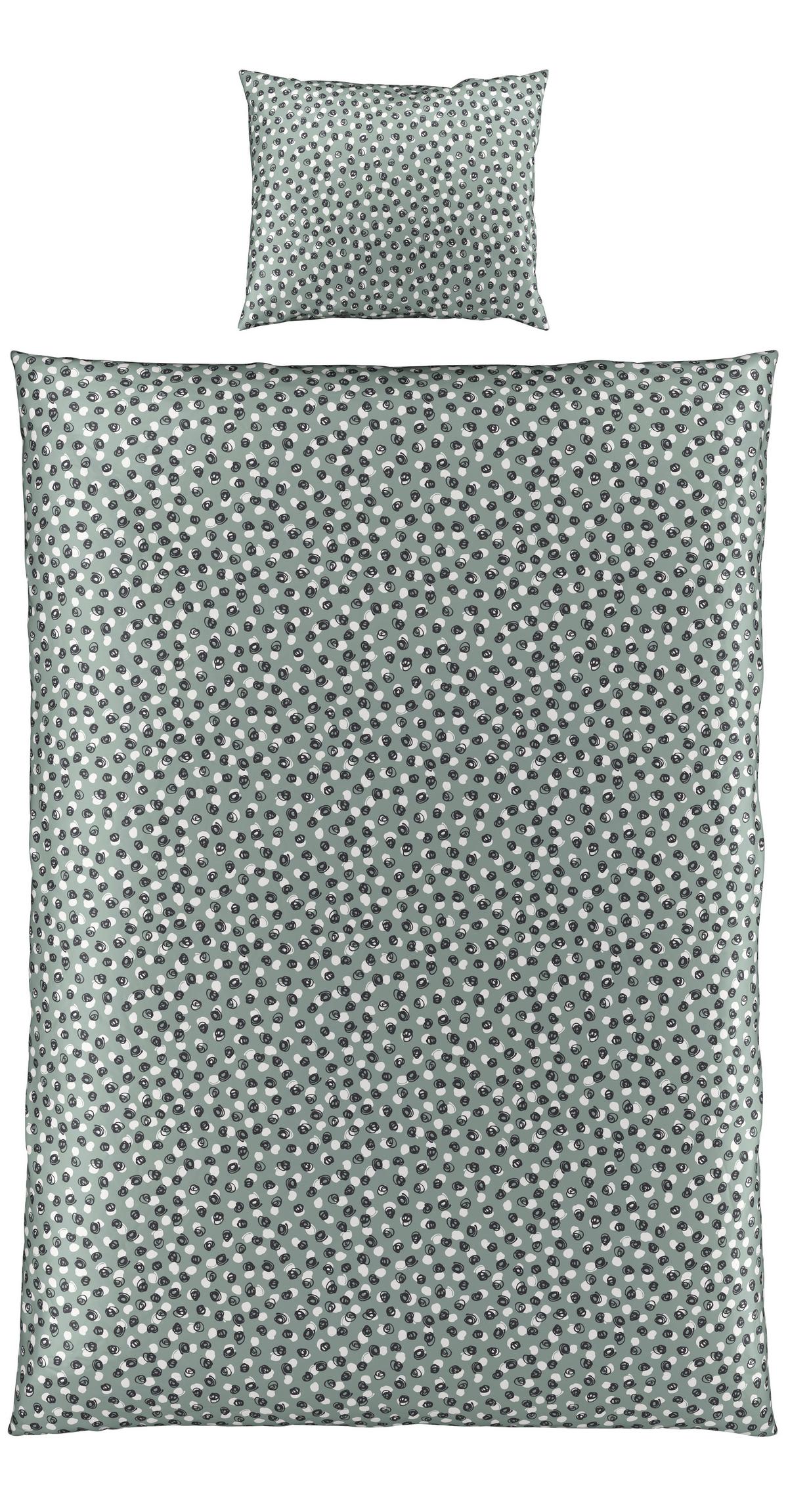 BETTWÄSCHESET DOODLE DOTS - Weiss/Jadegrün, Konventionell, Textil (160/210cm) - Modern Living