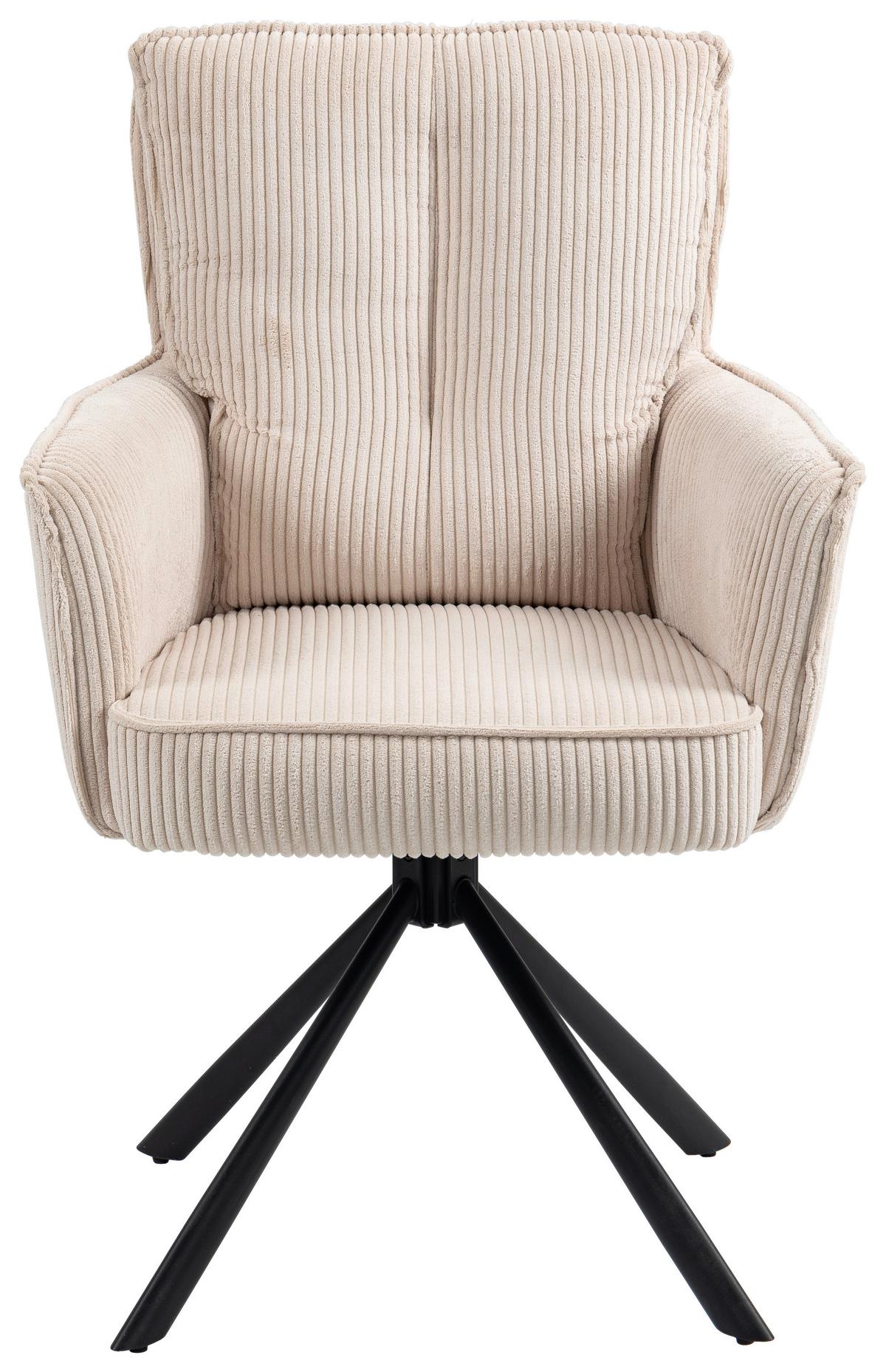 KRZESŁO Z PODŁOKIETNIKAMI ASHER - beżowy/czarny, Design, metal/tkanina (62/95/67cm) - Novel