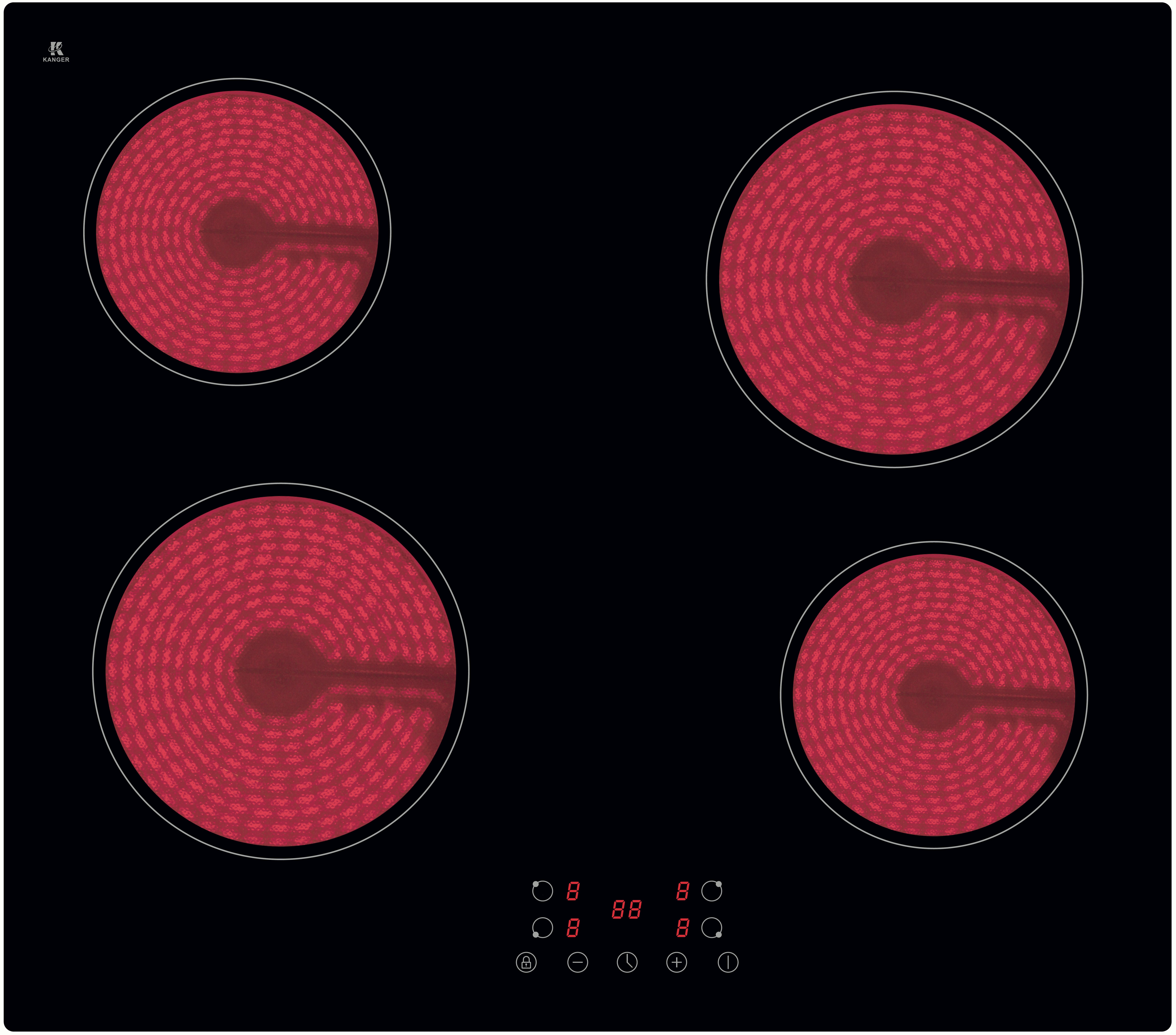 Kochfeld KF4 G Schwarz - Schwarz, Trend, Glas/Metall (59/5/52cm) - PKM