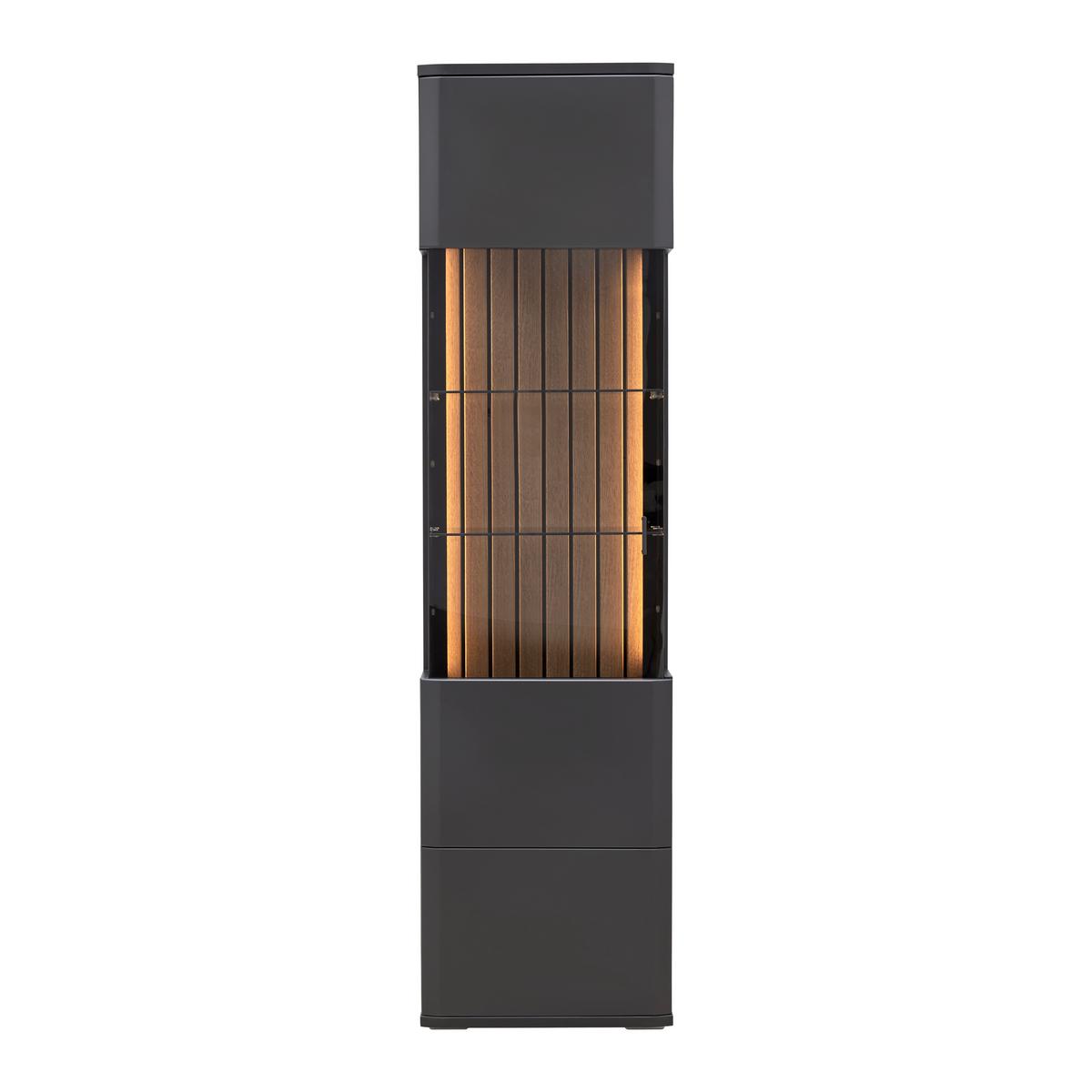 Vitrina Carreto - črna/barve hrasta, Moderno, kovina/steklo (50/191/38cm) - Premium Living