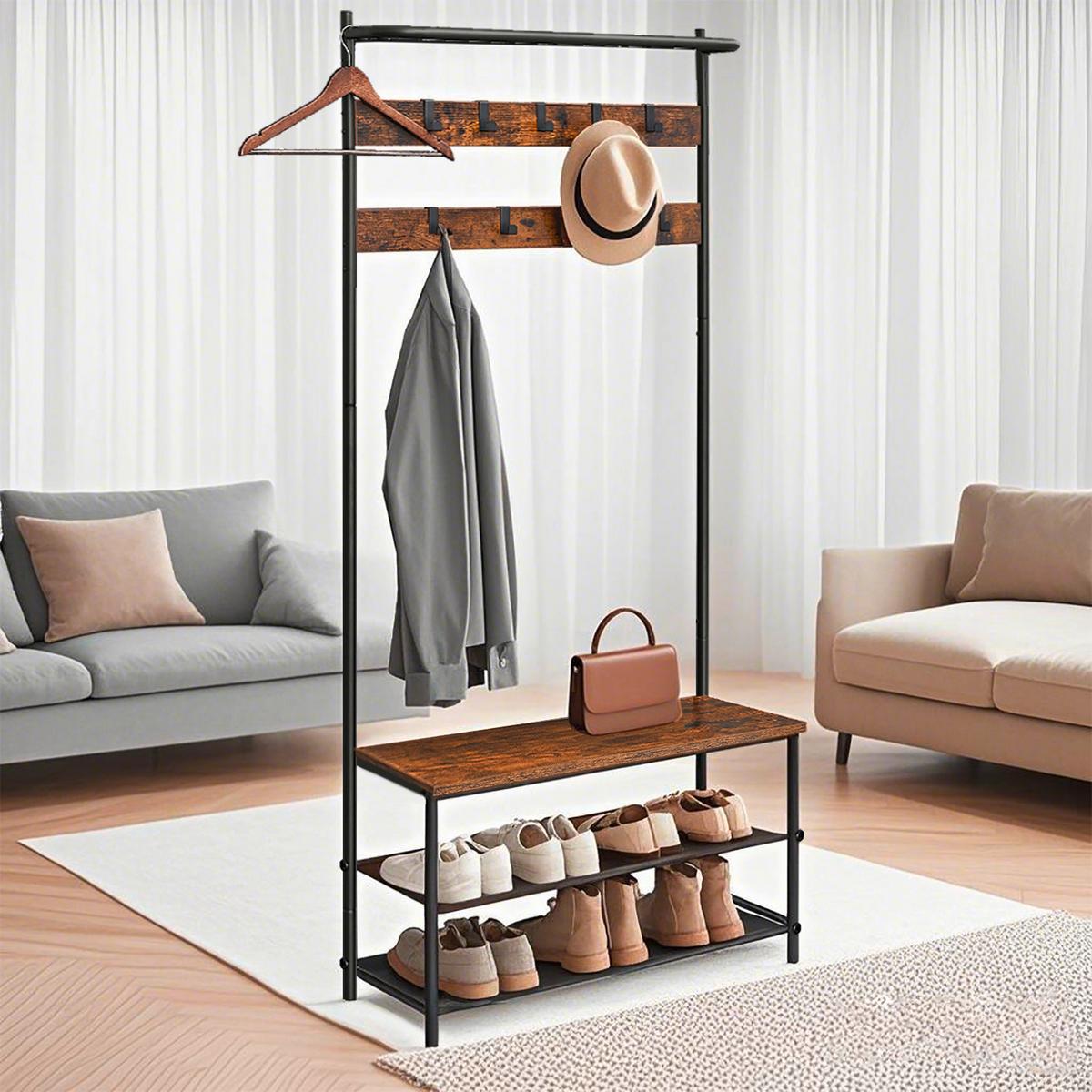 GARDEROBE HALL TREE - Schwarz/Braun, MODERN, Holzwerkstoff/Metall (84/180/32,2cm) - MID.YOU