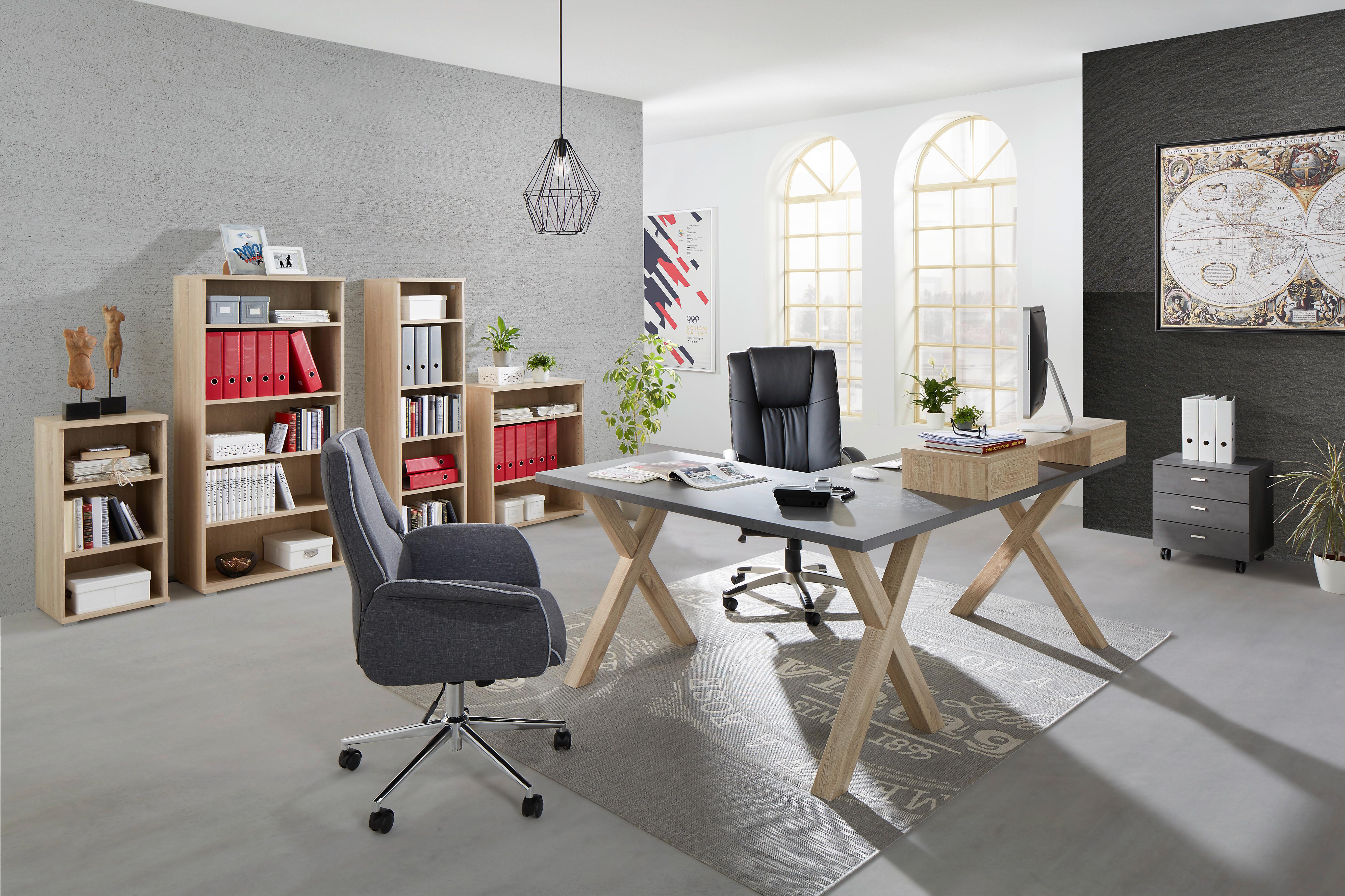 Anbauschreibtisch in Graphitfarben - Eichefarben/Graphitfarben, Modern, Holzwerkstoff (120/75/70cm) - Mömax