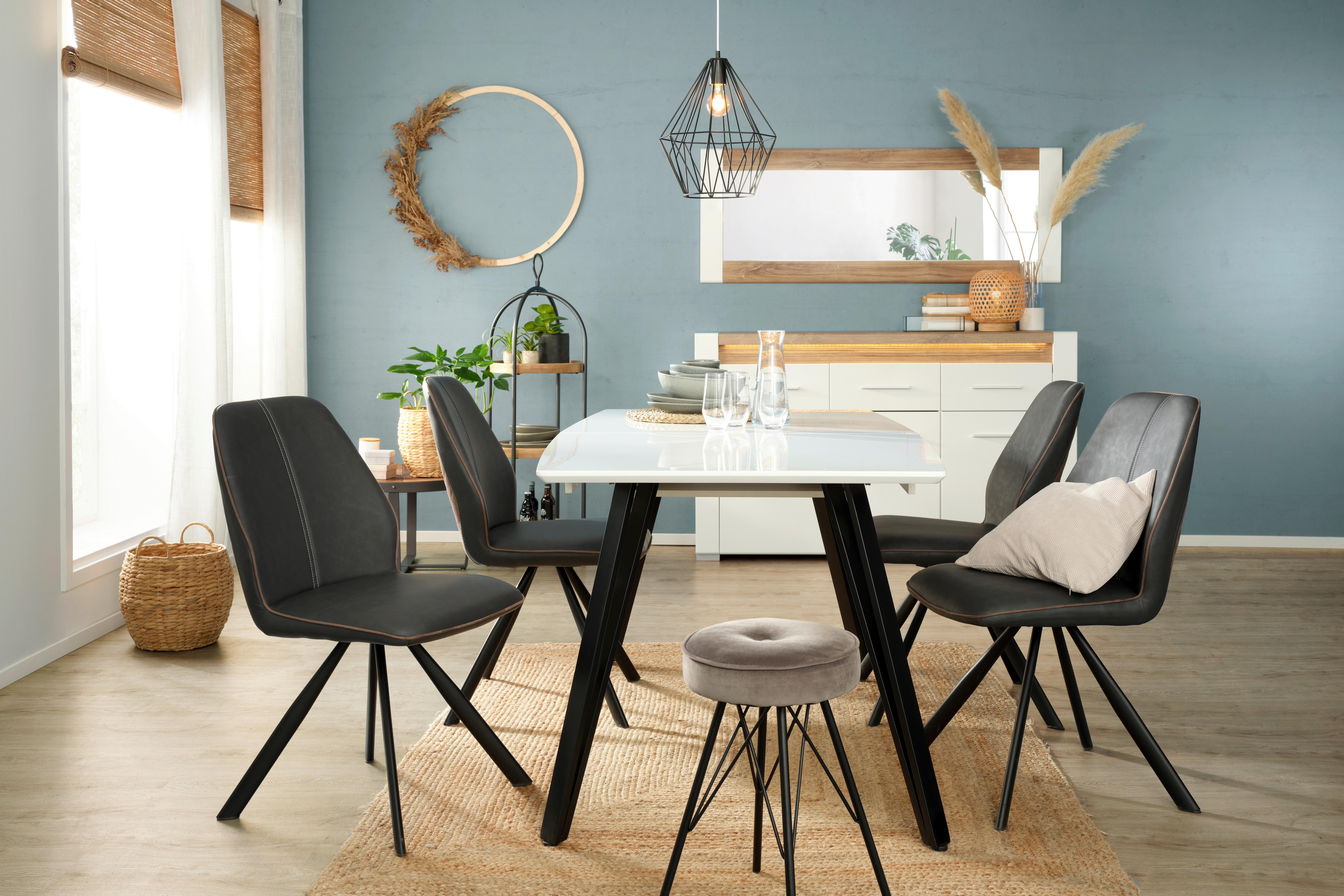UTDRAGBART BORD ISABELLE - vit/svart, Modern, metall/trämaterial (160-240/76/90cm) - Mömax