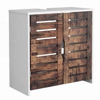 Waschbeckenunterschrank Flonali - Weiss/Eichefarben, Trend, Holzwerkstoff (60/60/29cm) - MID.YOU