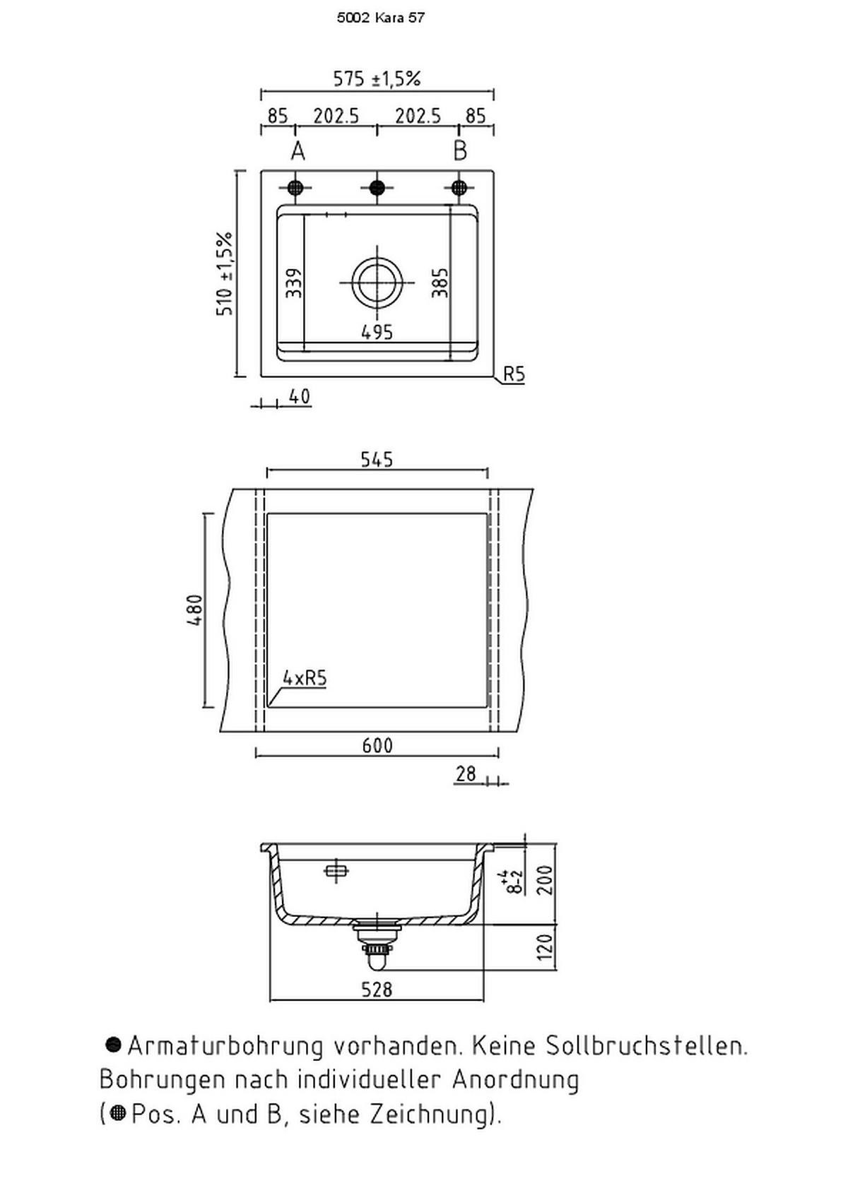 Spüle 500201 - Schwarz, MODERN, Keramik (57,5/51cm) - Systemceram