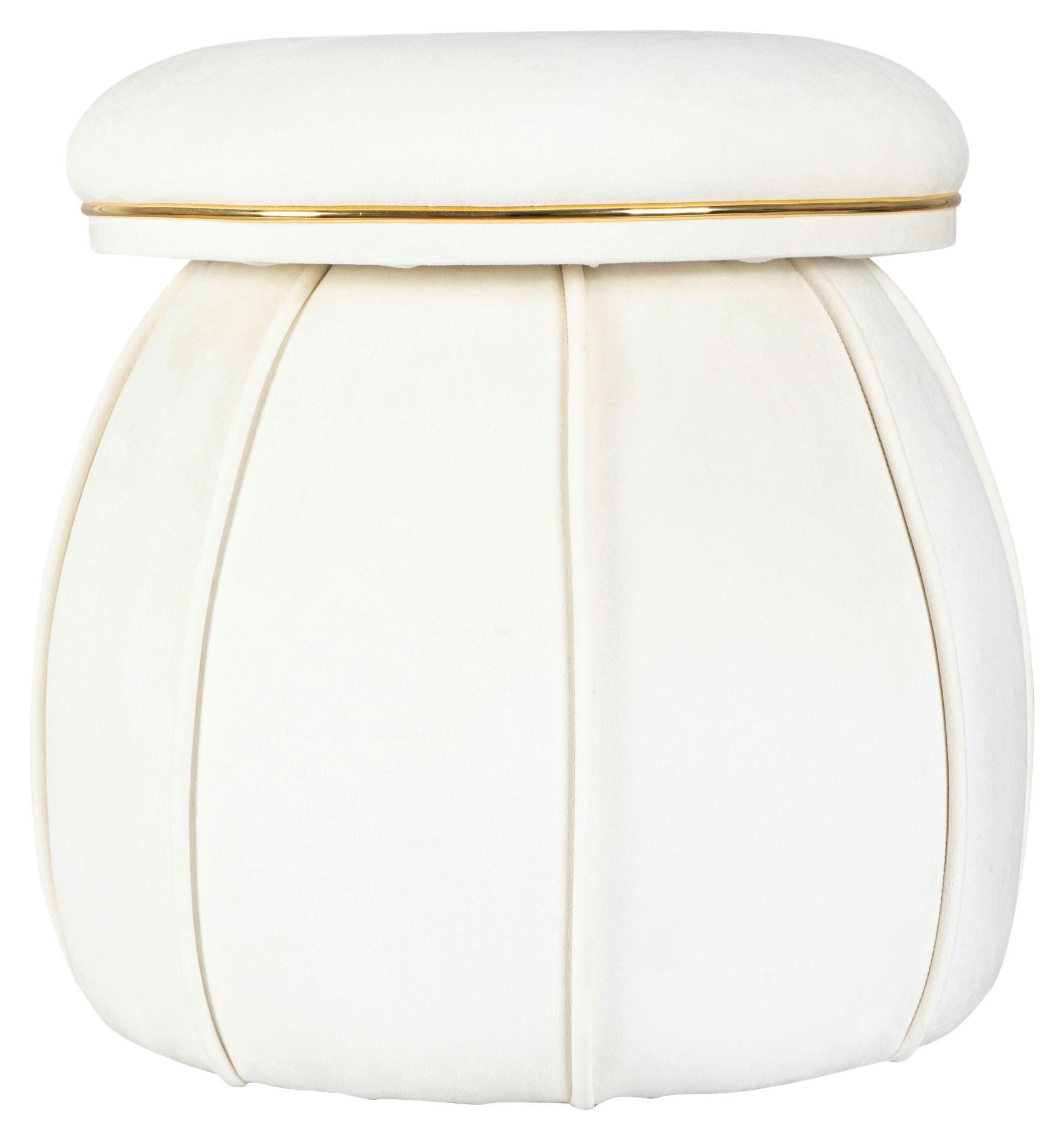 HOCKER CORIN 125 - Beige/Goldfarben, Design, Textil (51,5/55cm) - Kayoom