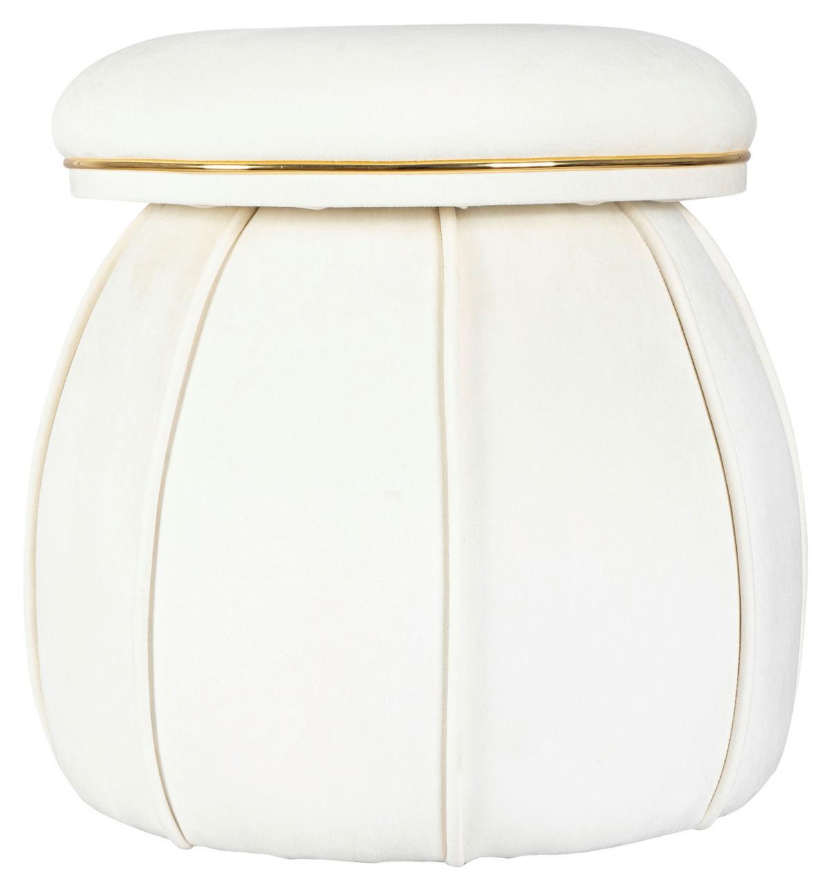 HOCKER CORIN 125 - Beige/Goldfarben, Design, Textil (51,5/55cm) - Kayoom