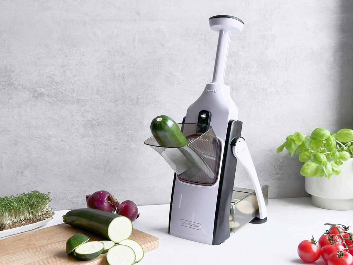 Zöldségszeletelő - fekete/fehér, Trend, műanyag/fém (15/37/5cm) - Mediashop