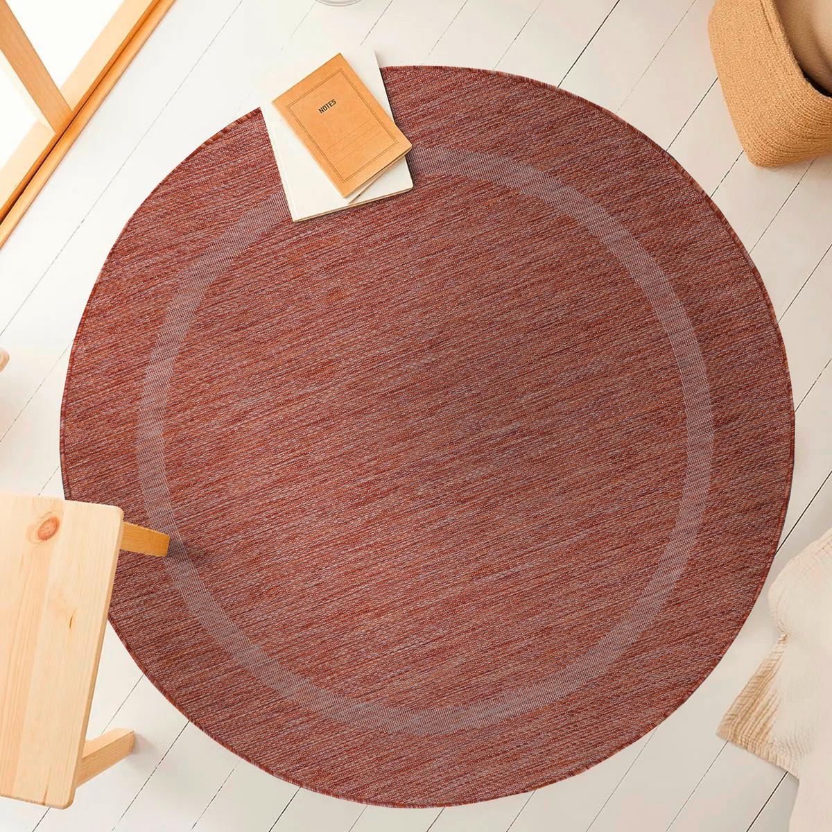 Flachwebeteppich Relax Rot Ø ca. 120cm - Rot, Basics, Textil (120/120cm) - Novel