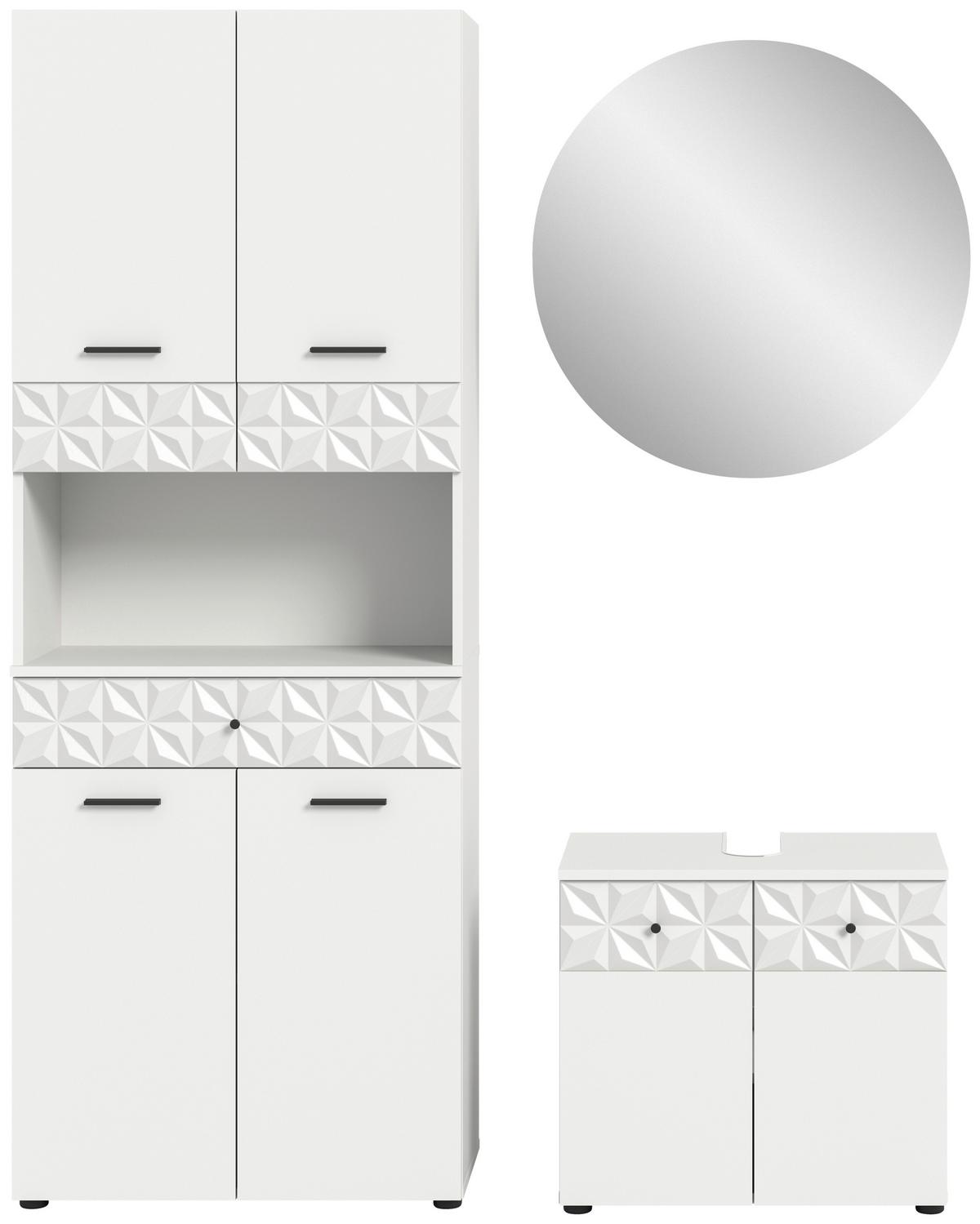 Kopalnica Prisma, Bela, 5-Delna - črna/bela, Moderno, kovina/umetna masa (130cm) - MID.YOU