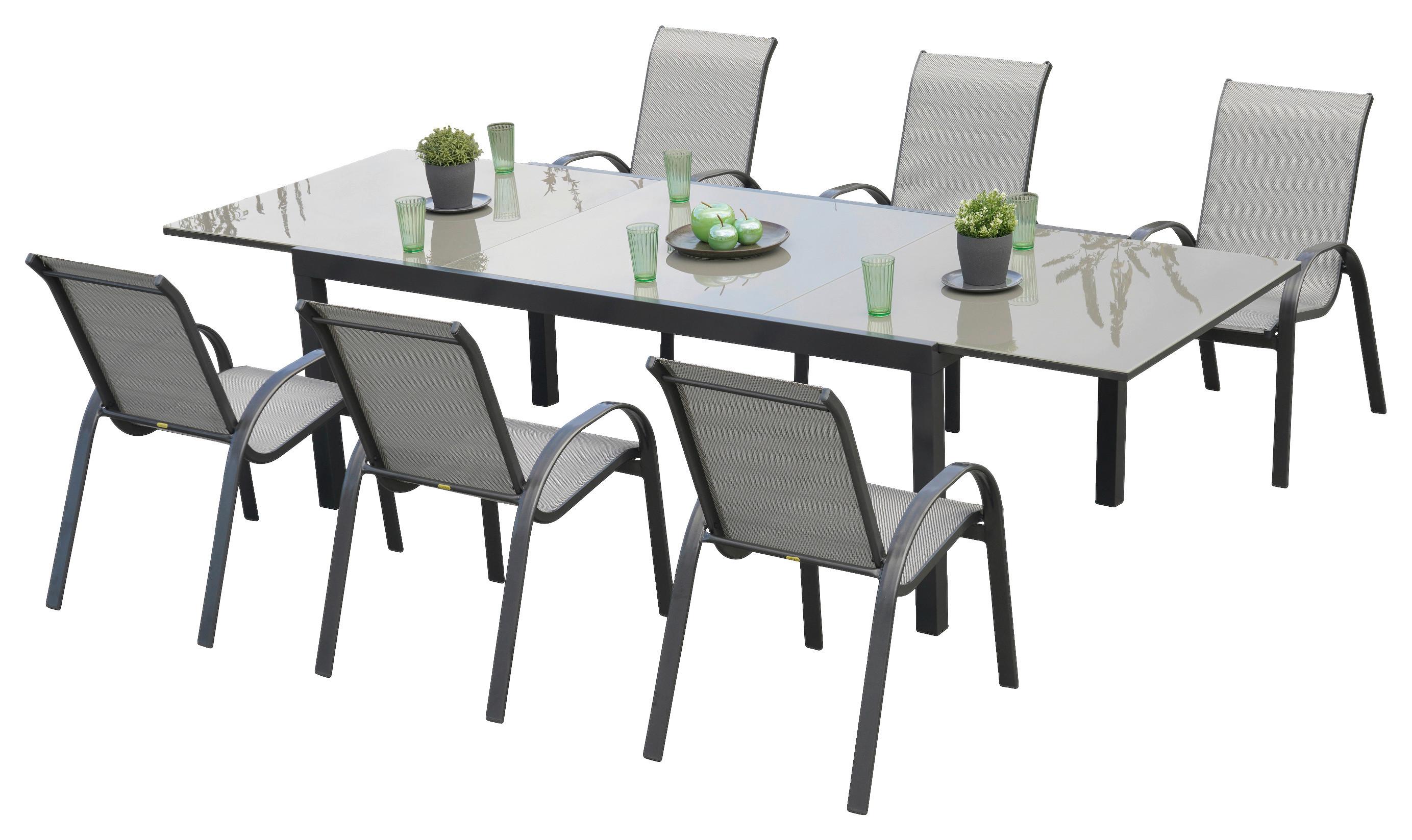 Vrtni Set Amalfi, 7-Delni, Aluminij - siva/barve grafita, Moderno, kovina/tekstil - Gardenson