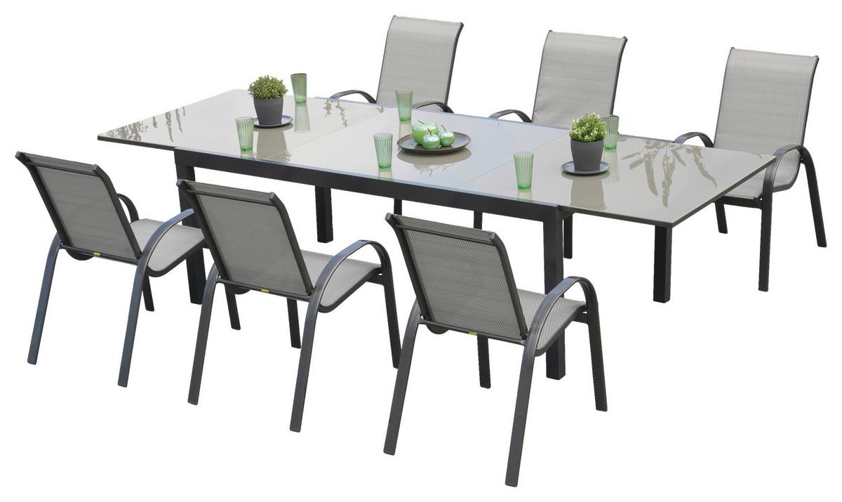 Vrtni Set Amalfi, 7-Delni, Aluminij - siva/barve grafita, Moderno, kovina/tekstil - Gardenson