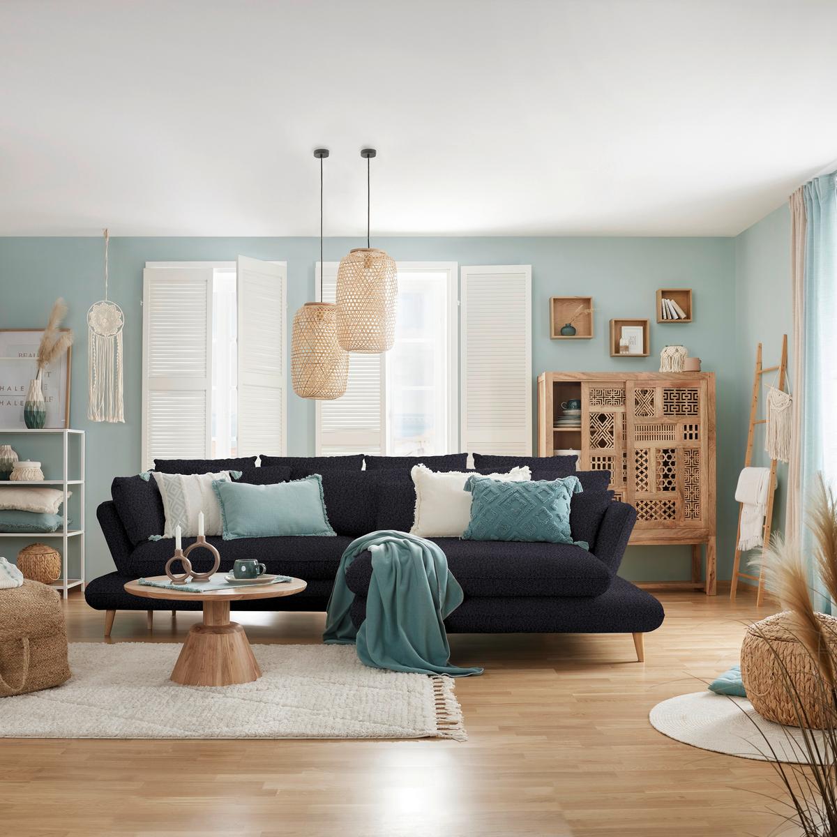 Coltar MONTE - negru, Romantik / Landhaus, lemn/textil (283/181cm) - Based