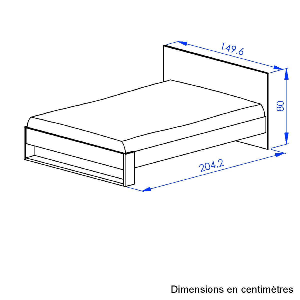 Postelja Nael, Barva Hrasta, Črna, 140x200 - črna/barve hrasta, Basics, leseni material (140/200cm)