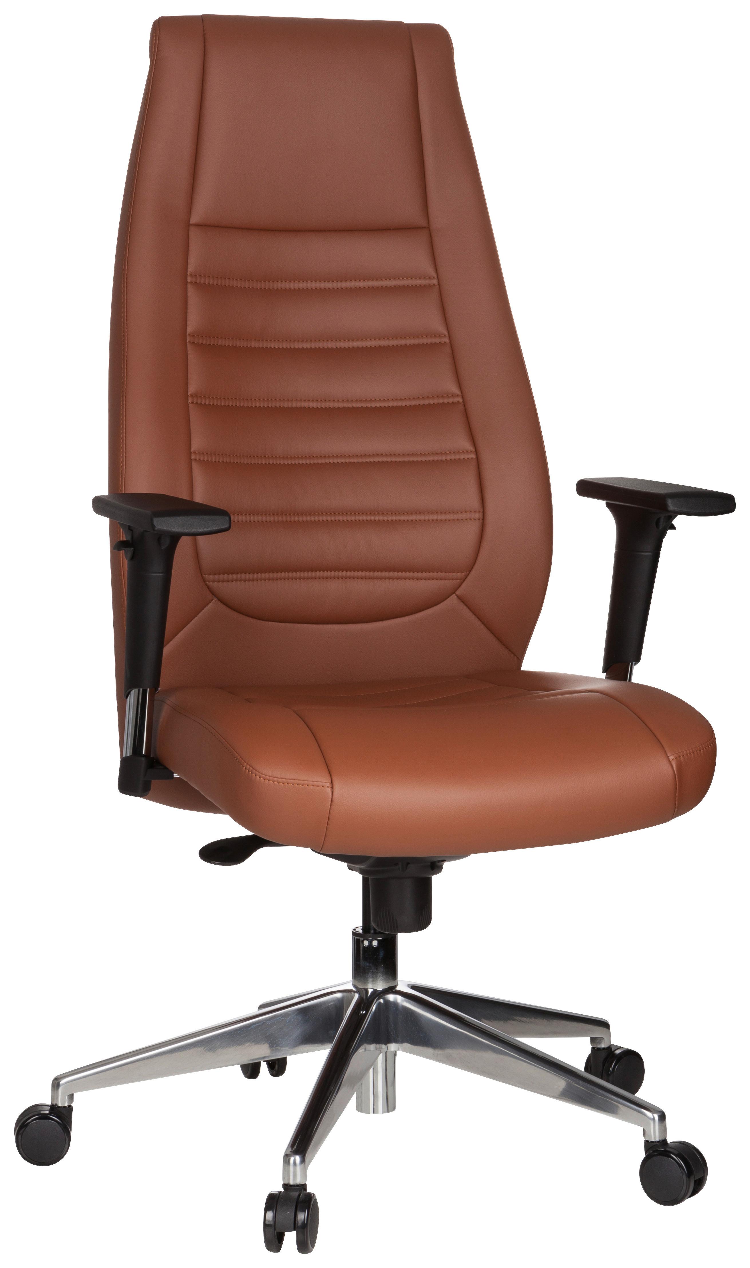 Pisarniški Stol Vitoro, Rjava - srebrne barve/rjava, Basics, kovina/umetna masa (65/133/65cm) - MID.YOU