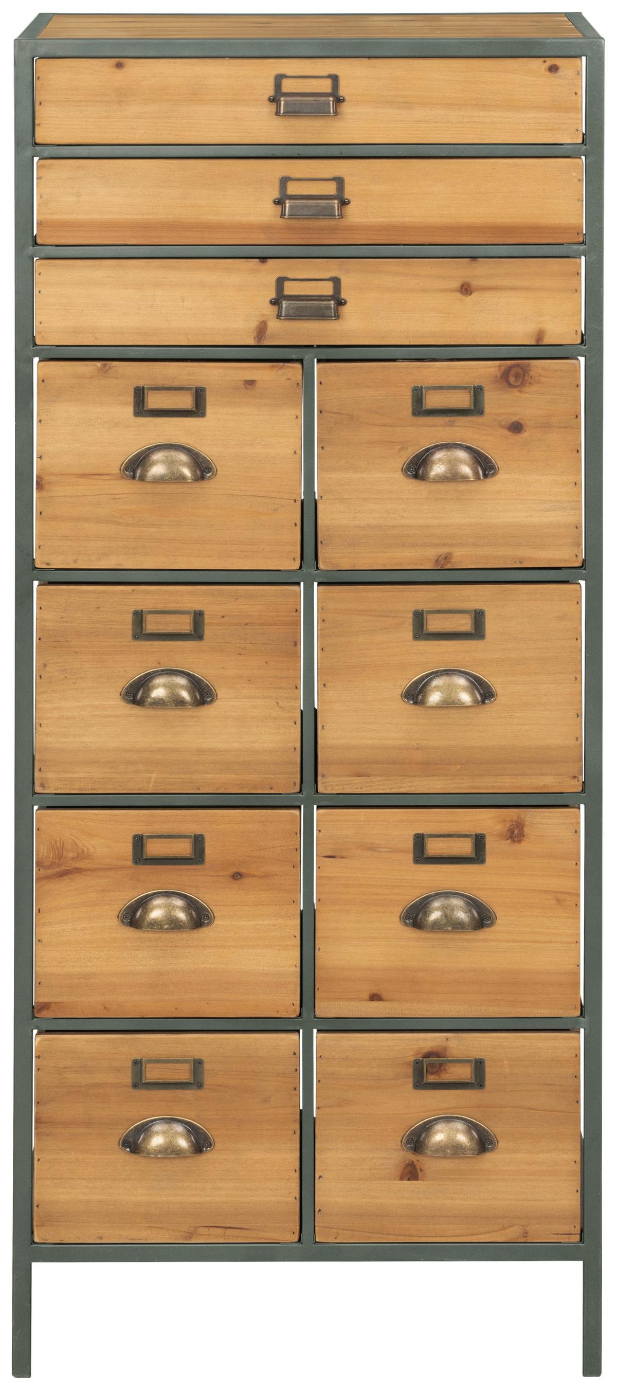 KOMODA TOM - kolor naturalny/kolor mosiężny, Konventionell, metal/drewno (50/120/38cm) - Livetastic