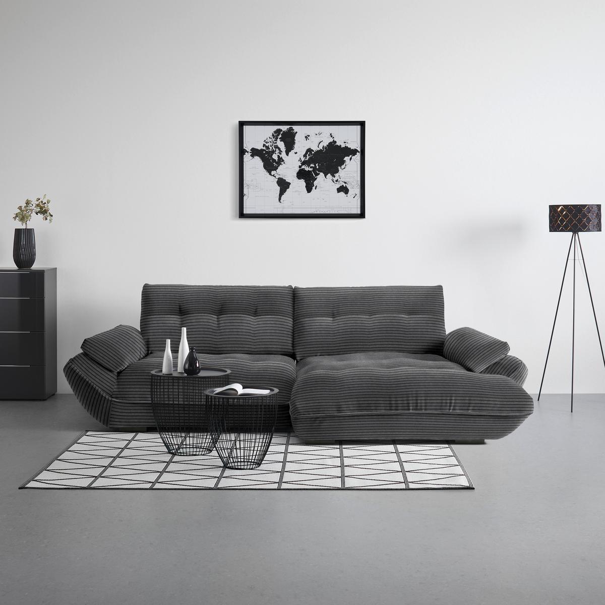 Wohnlandschaft Vivo Anthrazit - Anthrazit/Schwarz, MODERN, Kunststoff/Textil (317/63/179cm) - Based