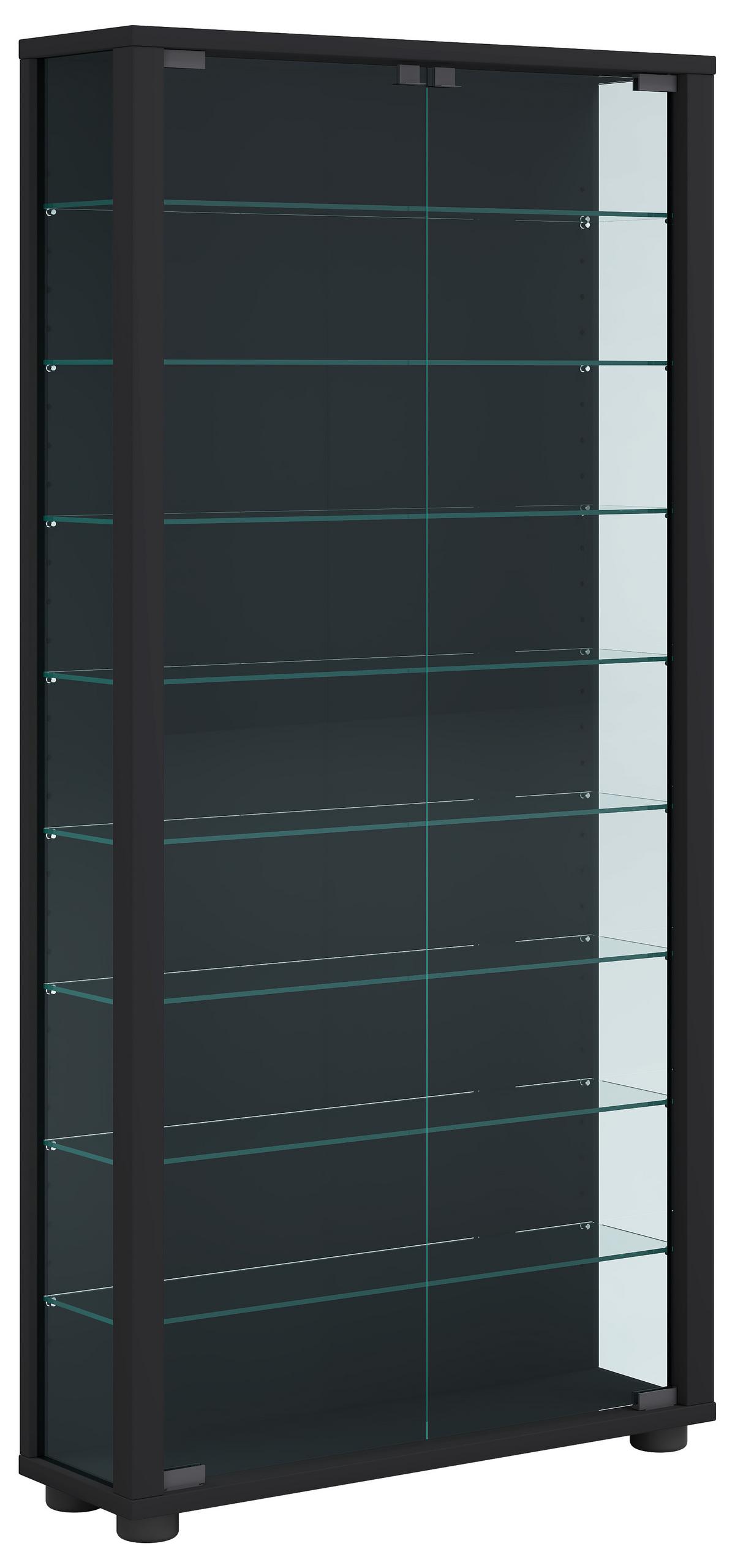 Vitrine Lumo ca. 59x115x18 cm Schwarz - Schwarz, MODERN, Glas/Holzwerkstoff (59/114,8/18cm) - MID.YOU