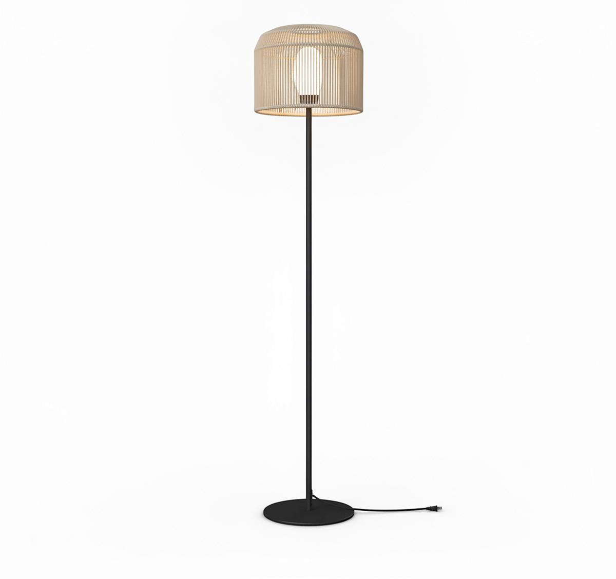 Stehleuchte Ivo in creme max. 40 Watt - Beige/Schwarz, MODERN, Kunststoff/Metall (35/158cm) - Bessagi Garden