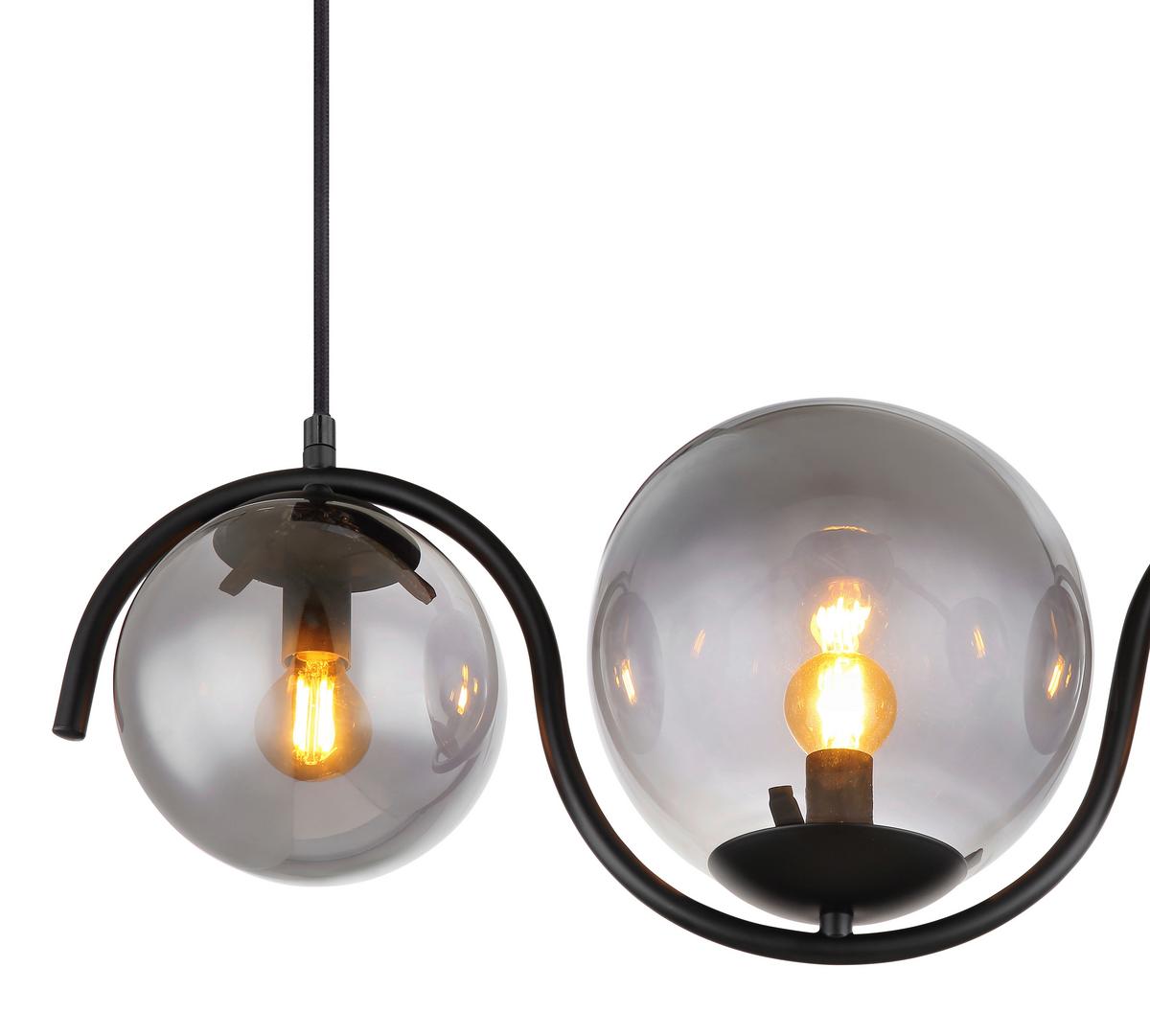 LAMPA WISZĄCA PORRY SCHWARZ - czarny, Basics, metal/szkło (60/20/120cm) - Globo