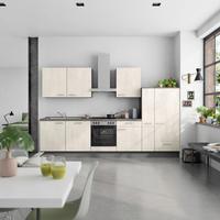 Küchenblock Riva Low m. Geräten Weiß - Schieferfarben/Schwarz, MODERN, Holzwerkstoff/Metall (330cm) - Nobilia