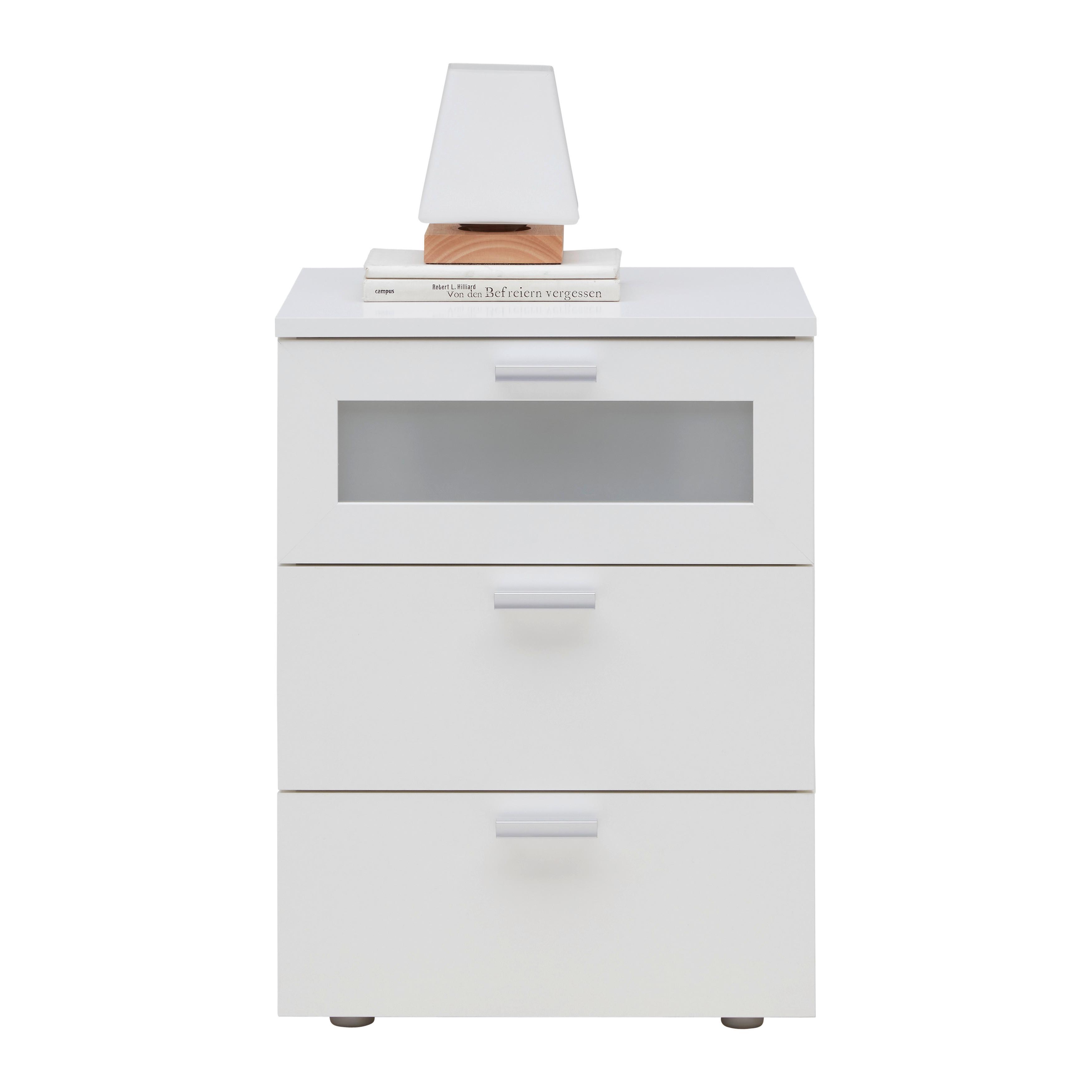 Noćni Ormarić Xeno - bijela/srebrne boje, Konvencionalno, staklo/drvni materijal (45/60/40cm) - Modern Living